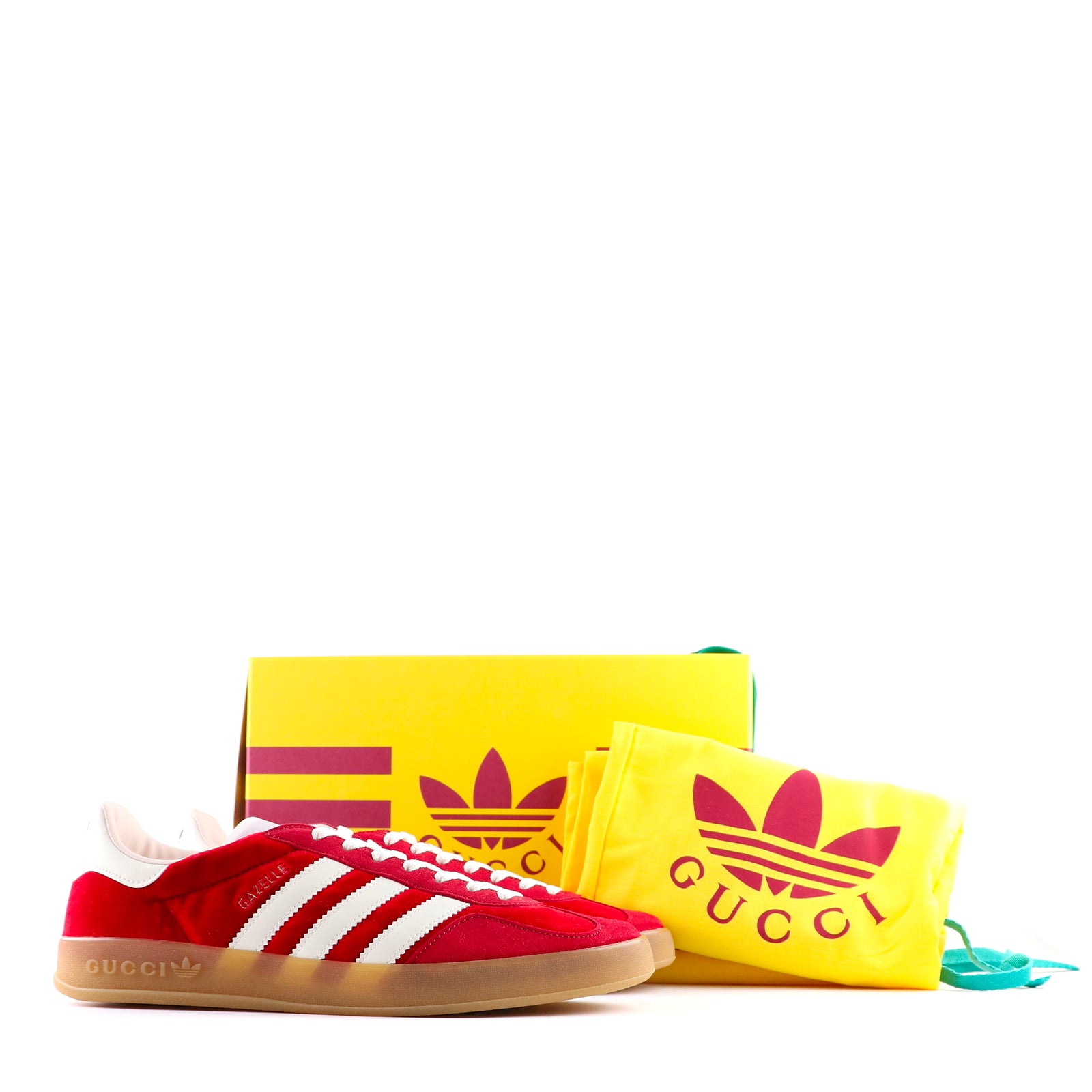 GUCCI x ADIDAS - Sneakers Gazelle en velours rouge (T42)