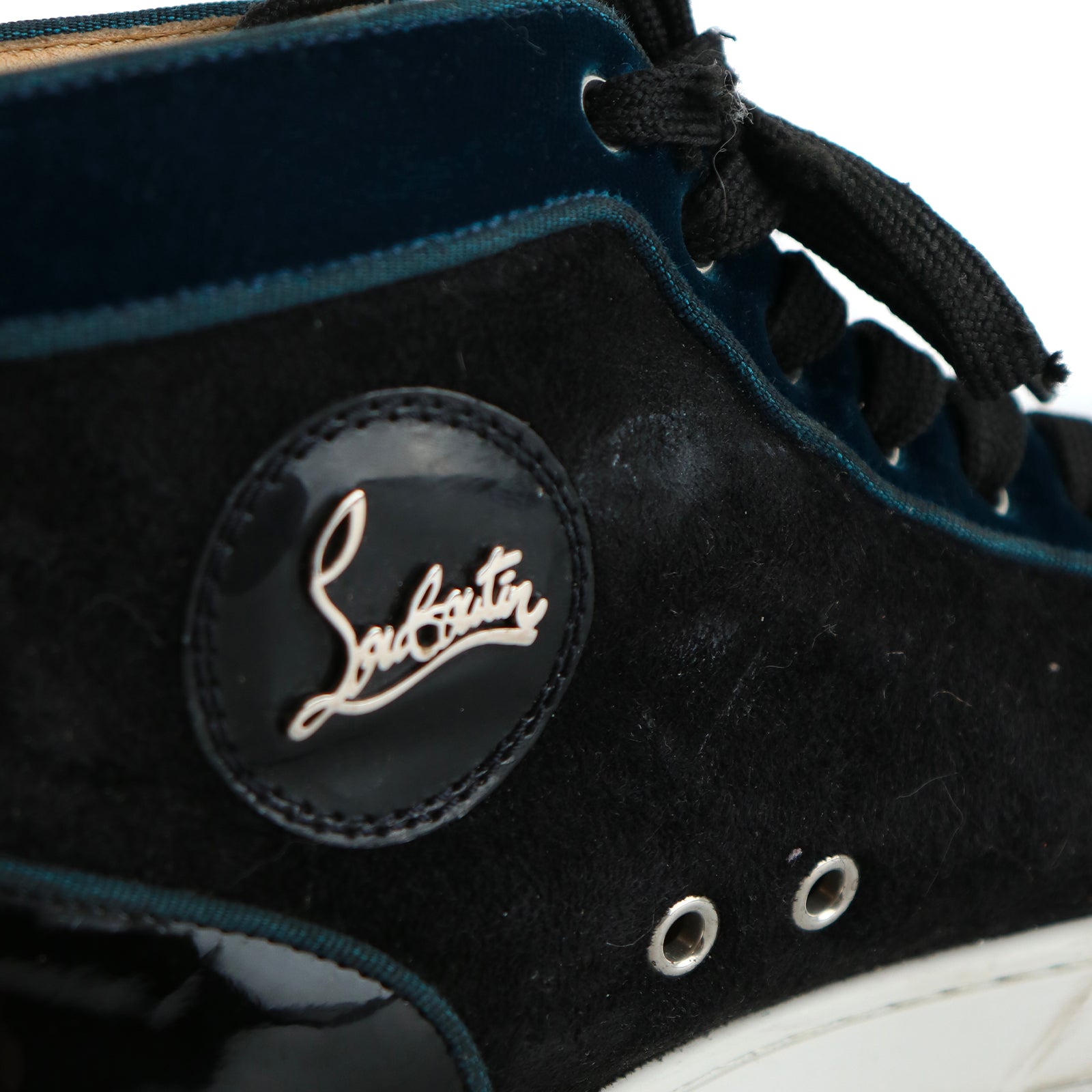 LOUBOUTIN - Louis "On Fire" high-top sneakers in suede and rhinestones (T39.5)