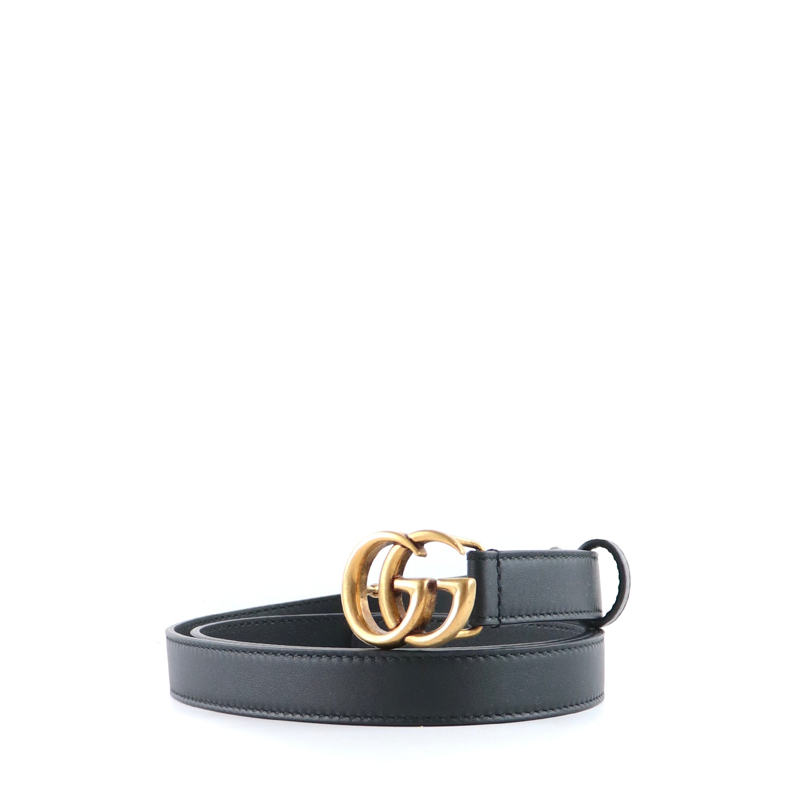 GUCCI - Ceinture GG Marmont en cuir noir (T85)