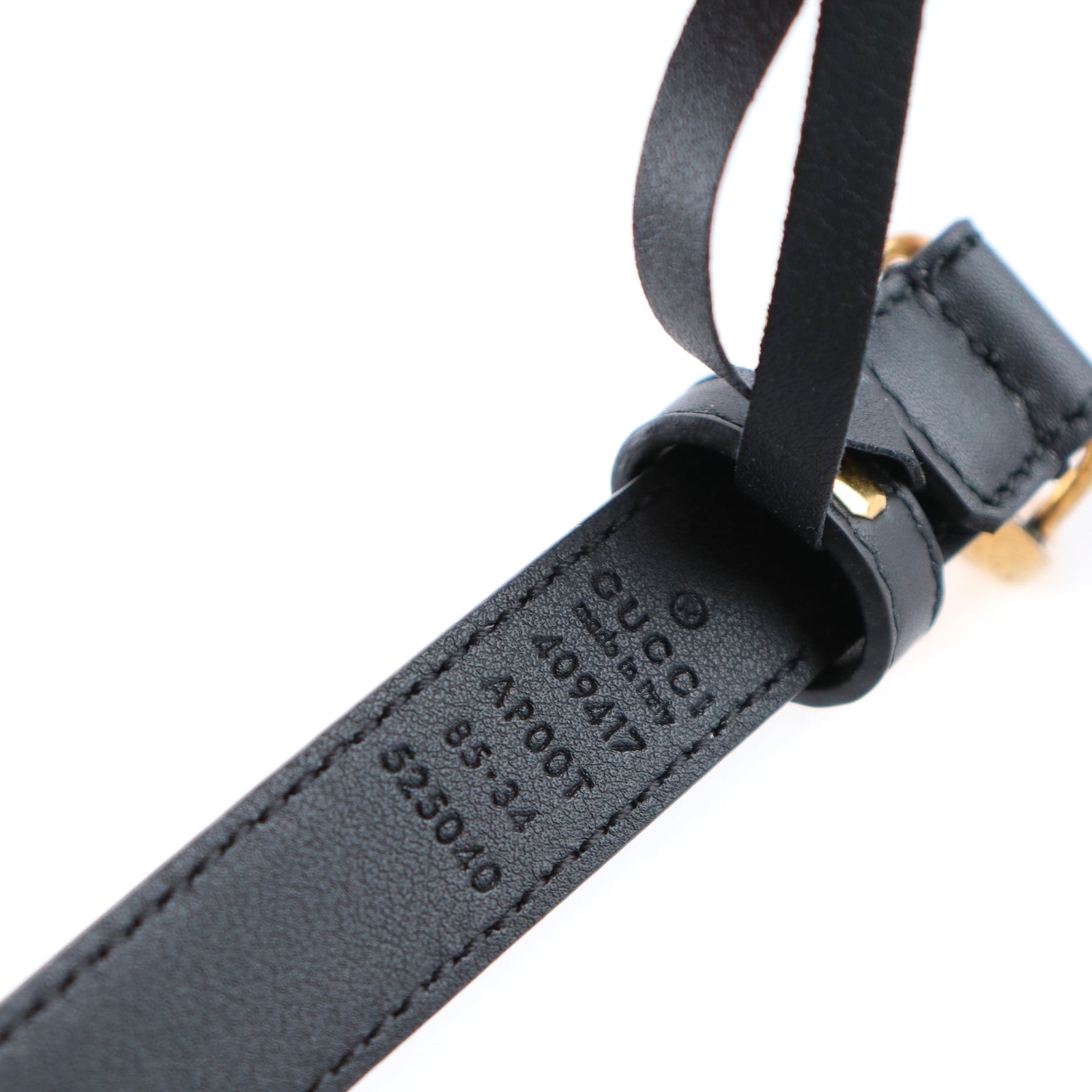 GUCCI - Ceinture GG Marmont en cuir noir (T85)