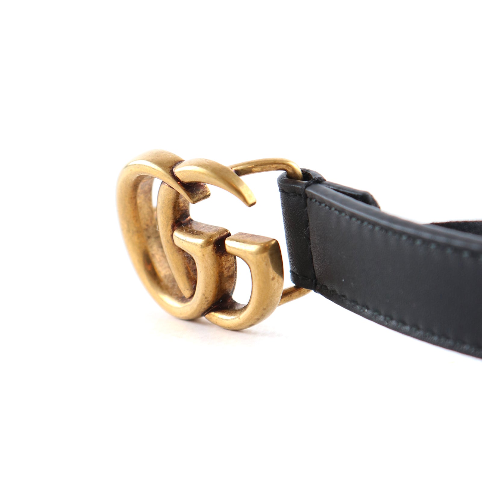 GUCCI - Ceinture GG Marmont en cuir noir (T85)