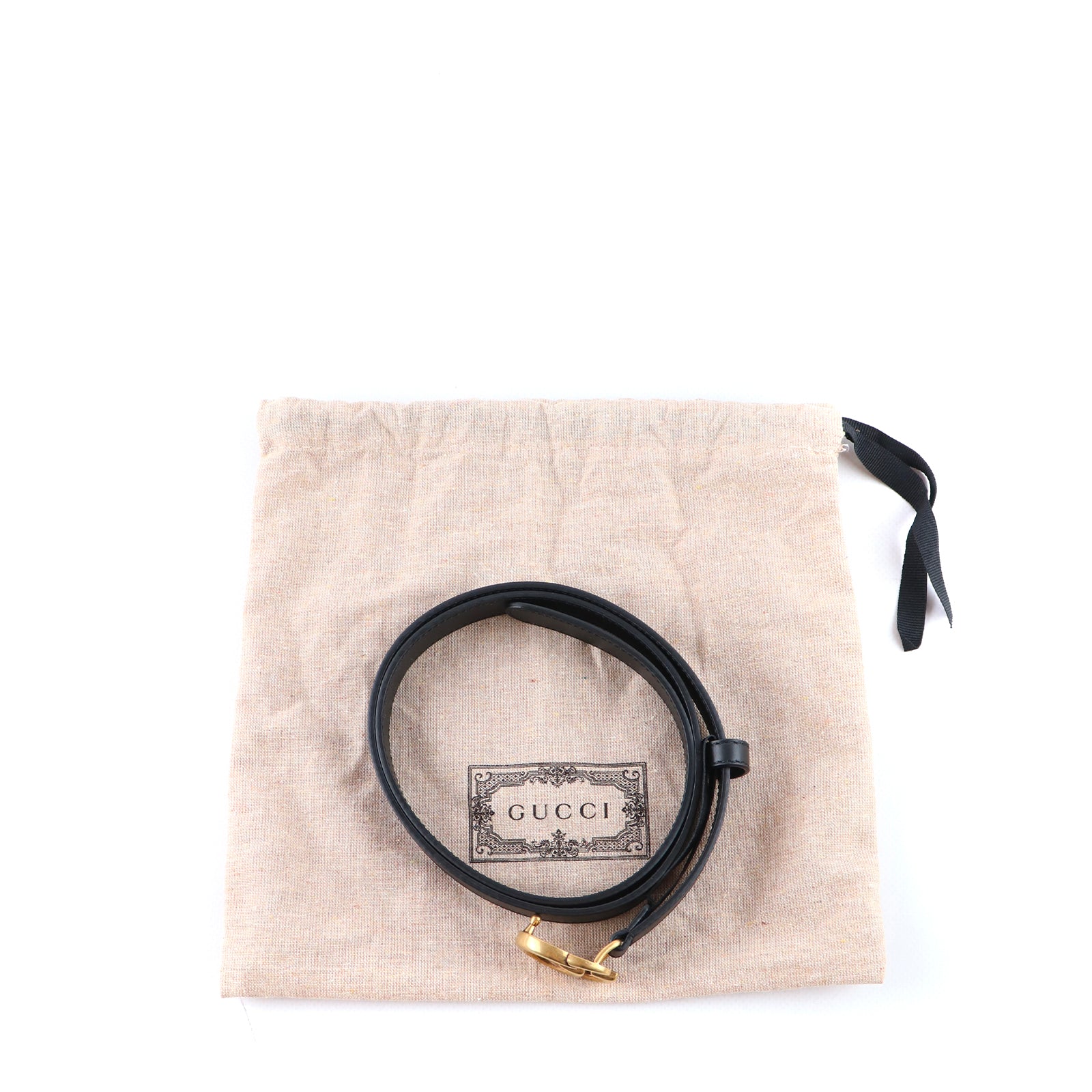 GUCCI - Ceinture GG Marmont en cuir noir (T85)