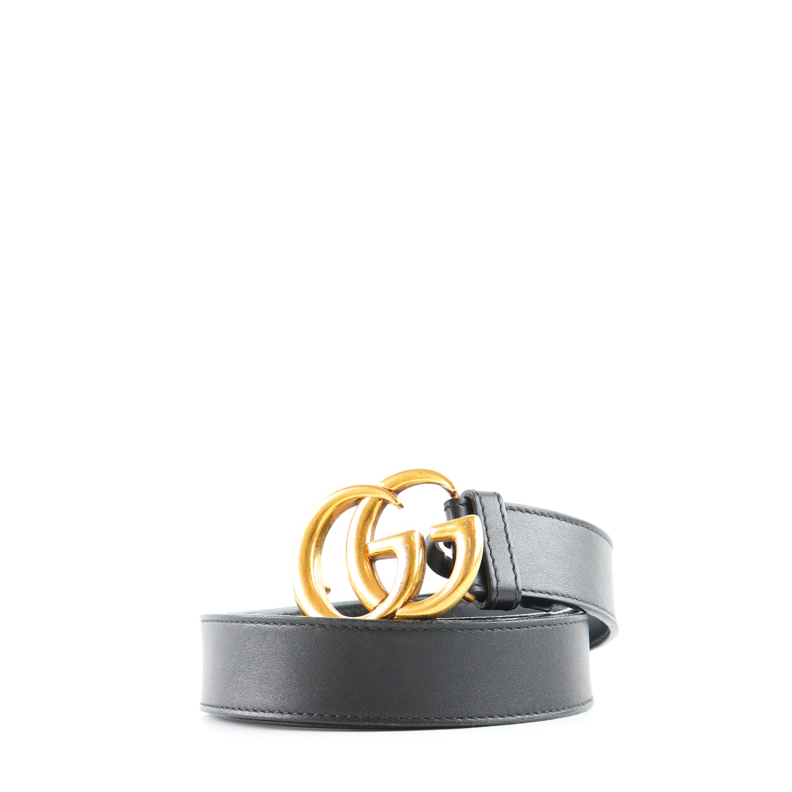 GUCCI - Ceinture GG Marmont en cuir noir (T100)