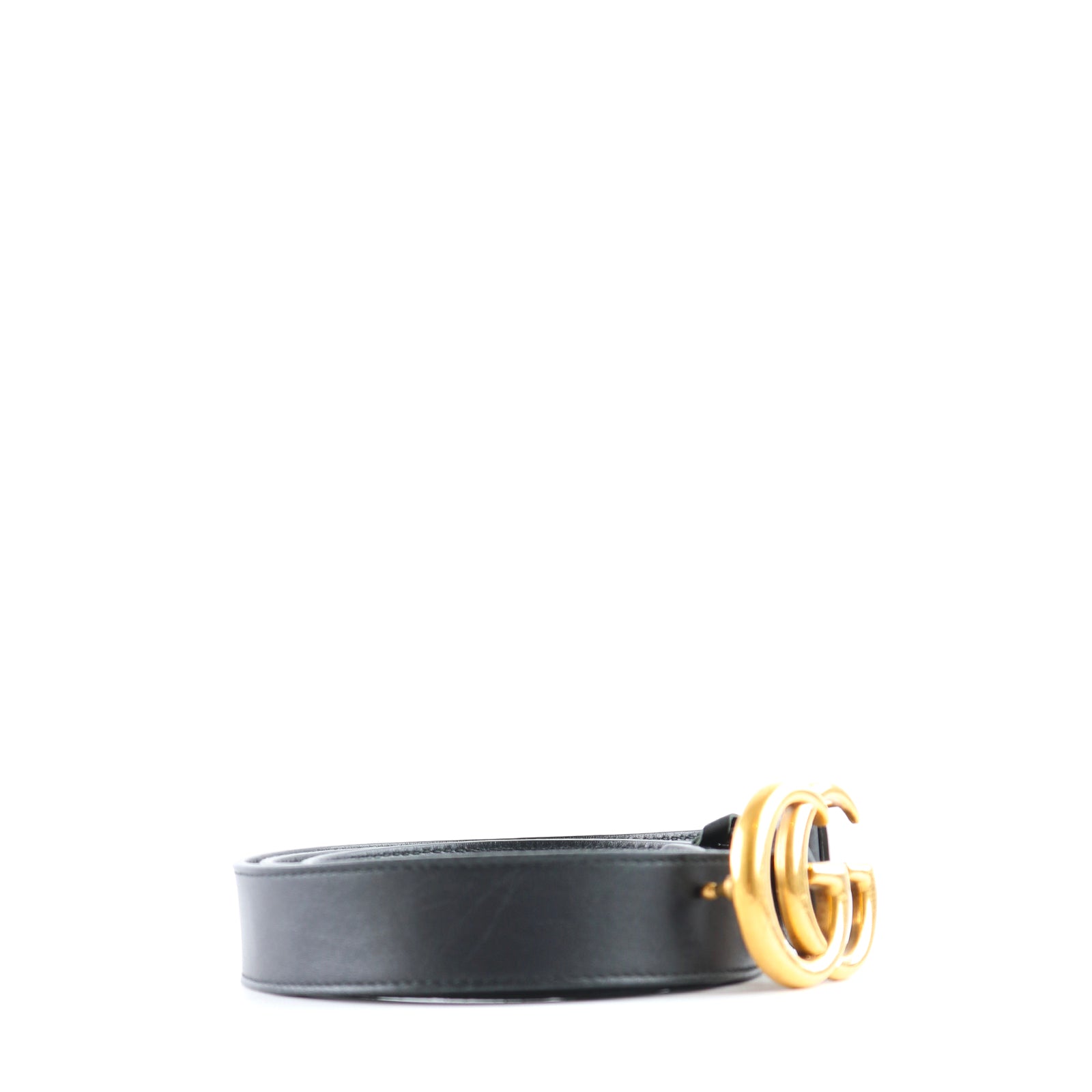 GUCCI - Ceinture GG Marmont en cuir noir (T100)