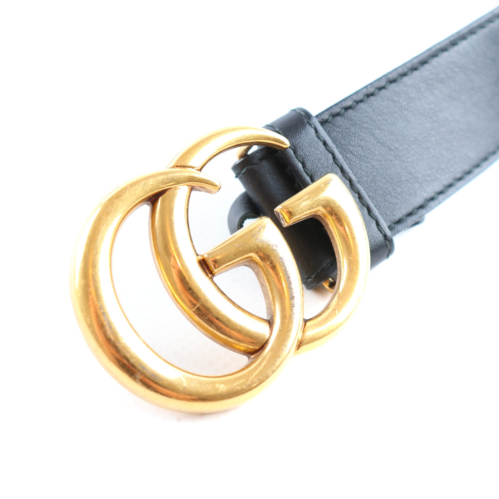GUCCI - Ceinture GG Marmont en cuir noir (T100)
