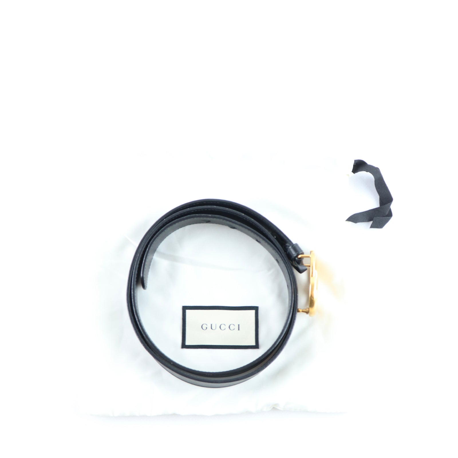 GUCCI - Ceinture GG Marmont en cuir noir (T100)