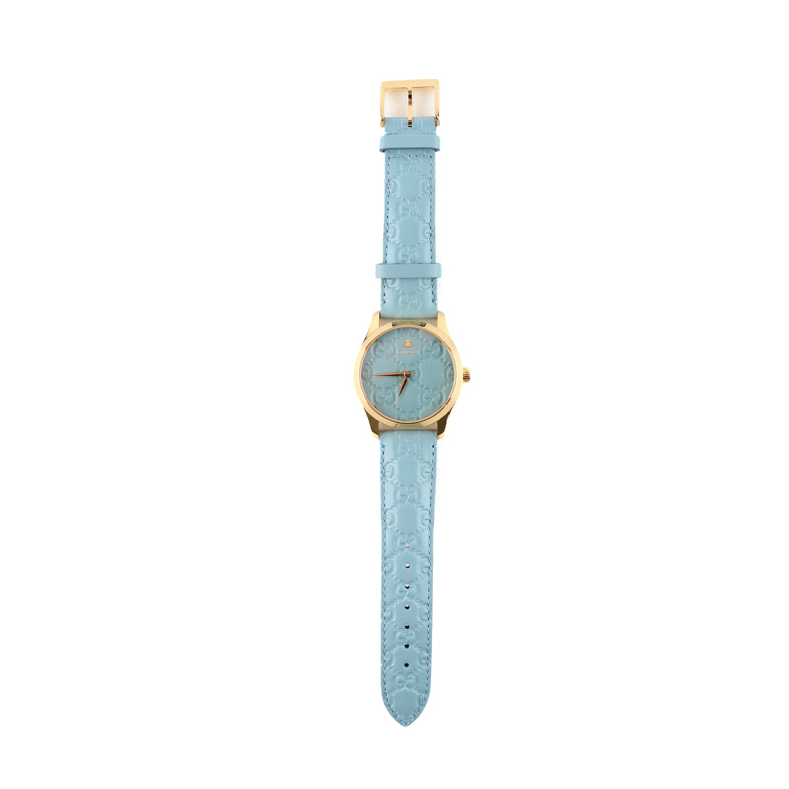 GUCCI - Montre G-Timeless en cuir bleu embossé GG