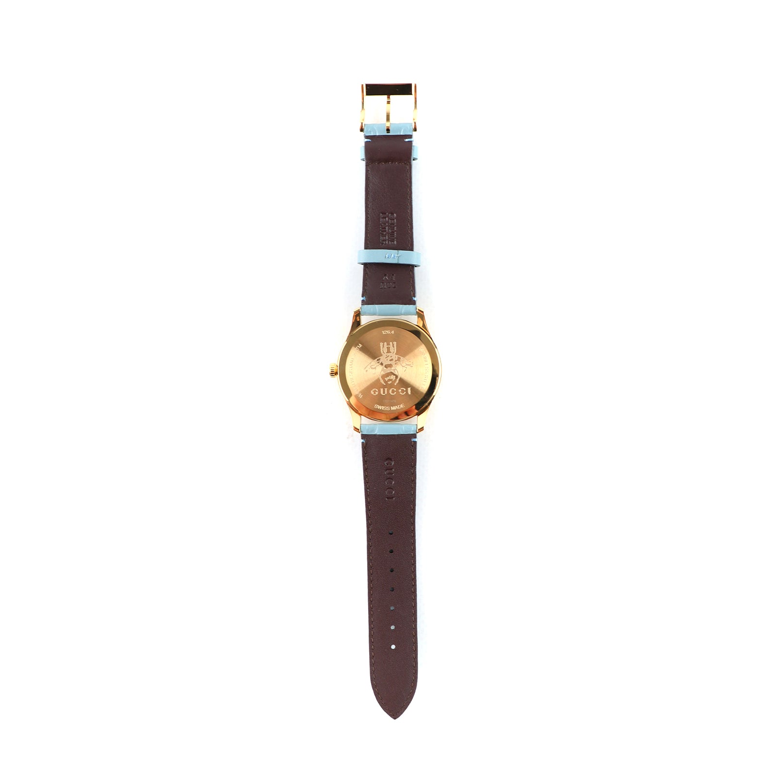 GUCCI - Montre G-Timeless en cuir bleu embossé GG