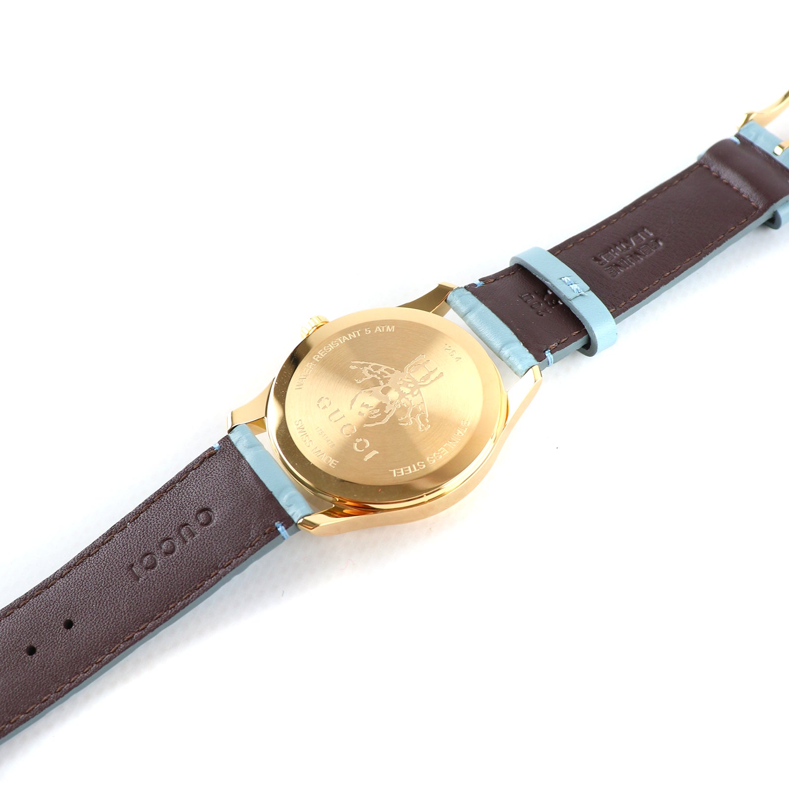 GUCCI - Montre G-Timeless en cuir bleu embossé GG