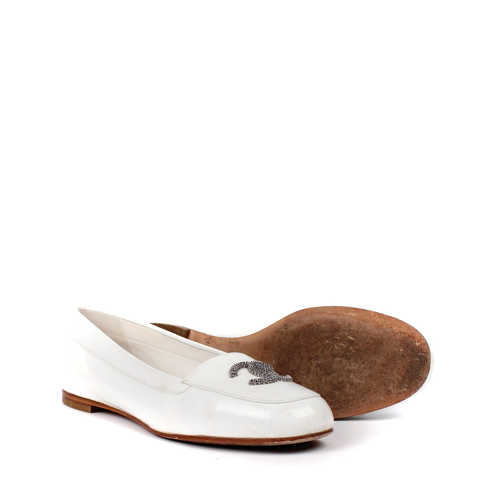CHANEL - Ballerines en cuir (T38,5)