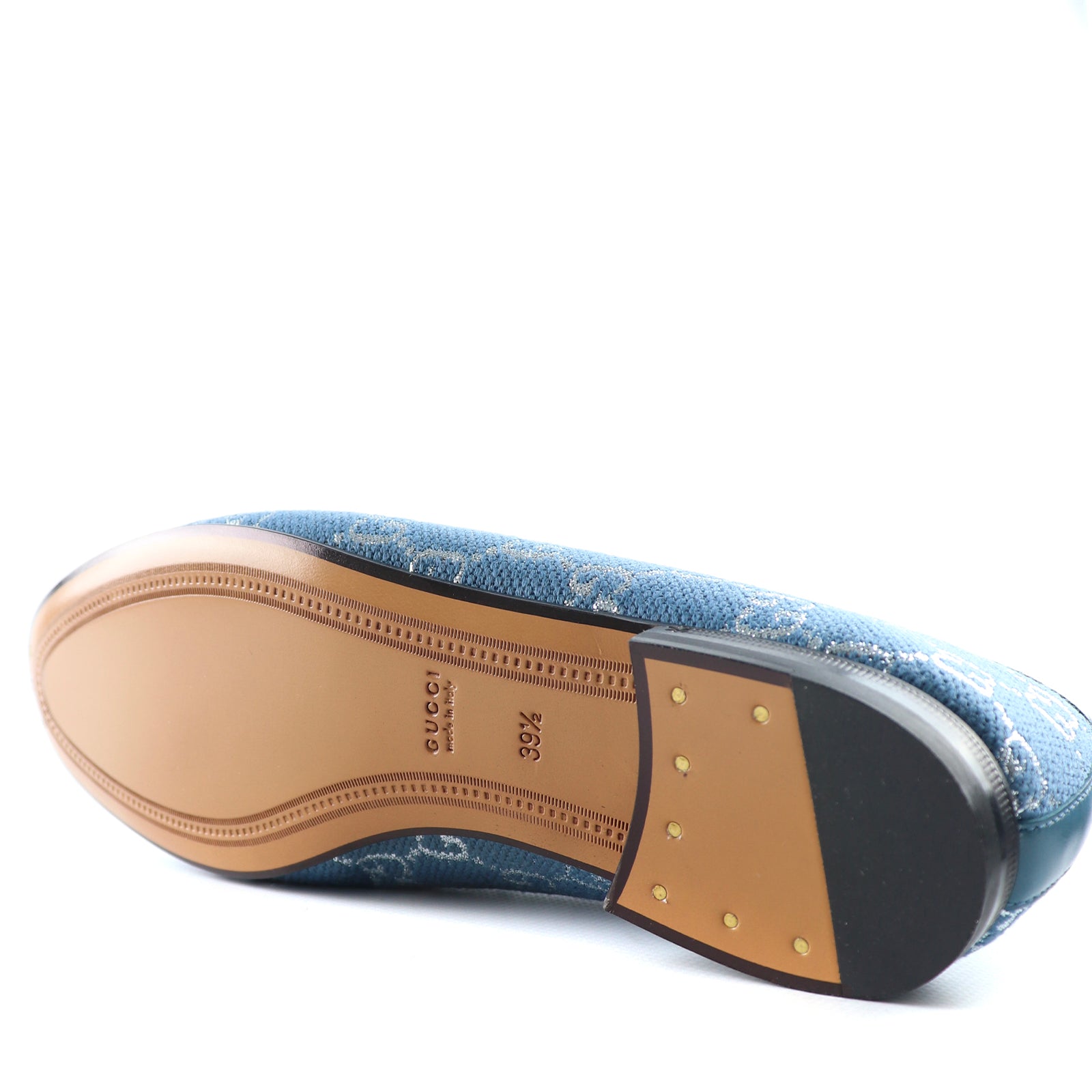 GUCCI - Mocassins Jordaan en toile bleue (T39,5)