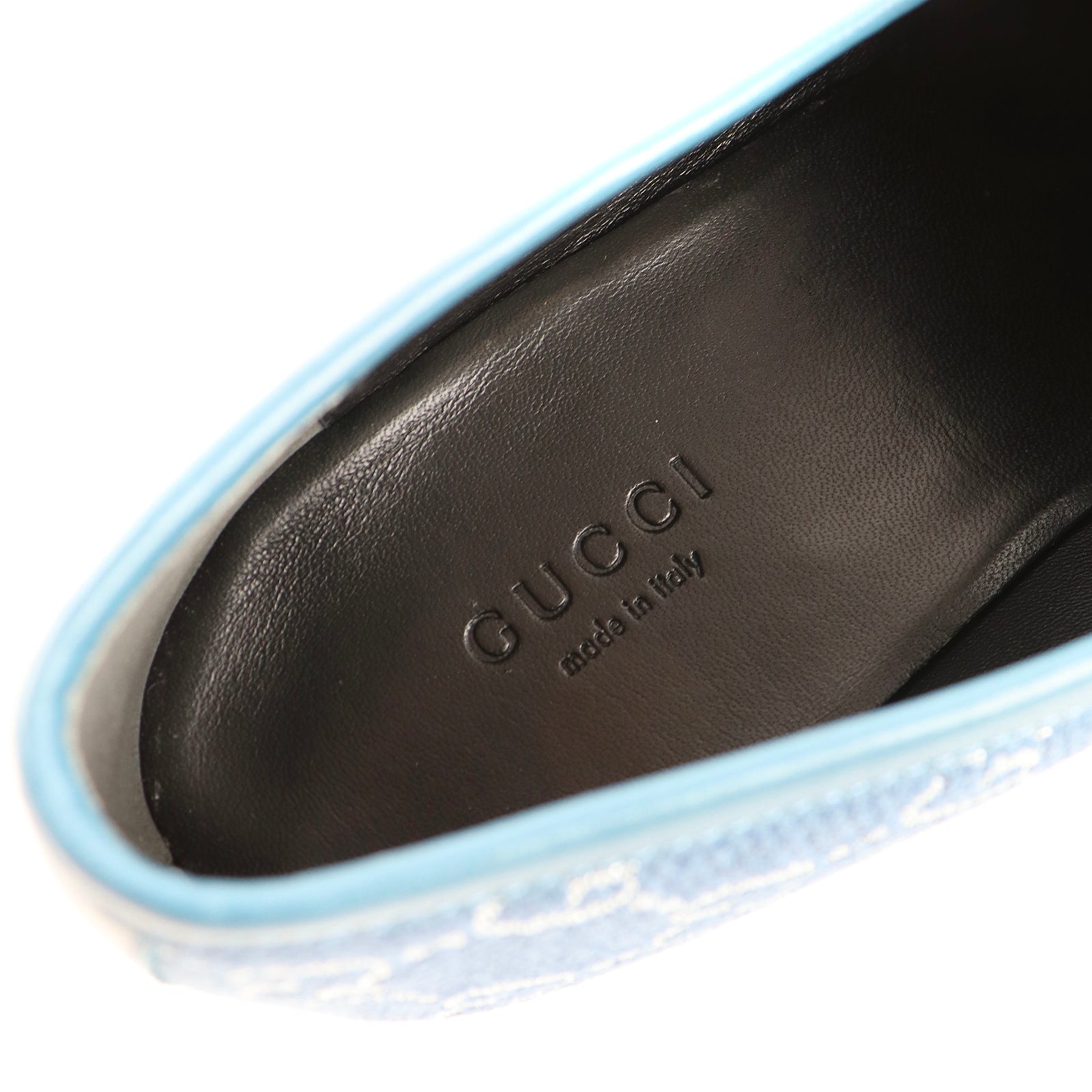 GUCCI - Mocassins Jordaan en toile bleue (T39,5)