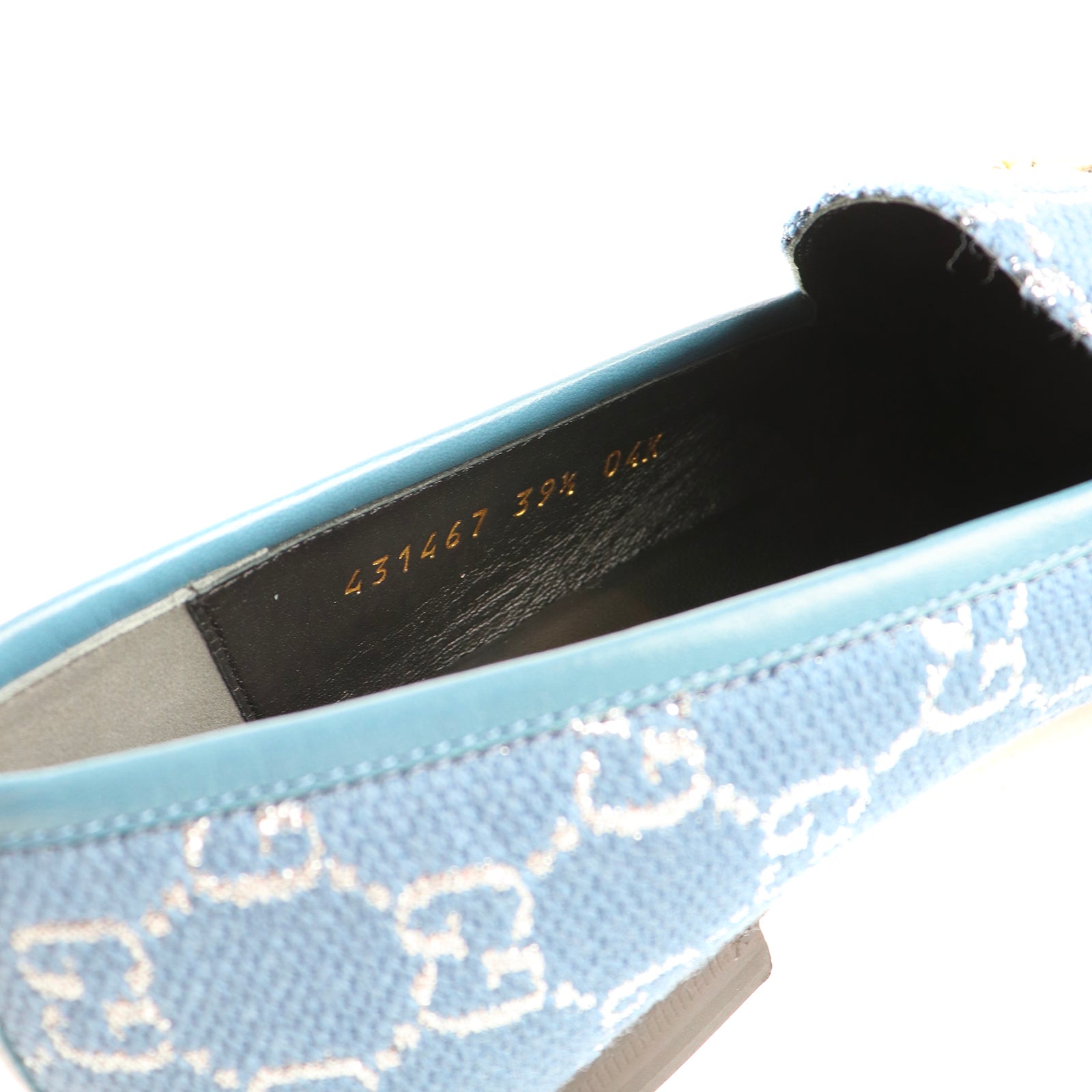 GUCCI - Mocassins Jordaan en toile bleue (T39,5)