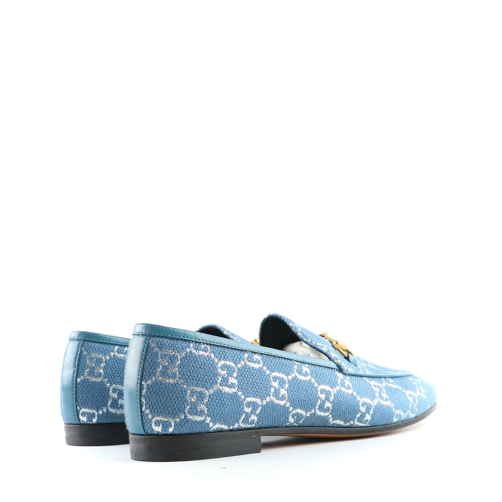 GUCCI - Mocassins Jordaan en toile bleue (T39,5)