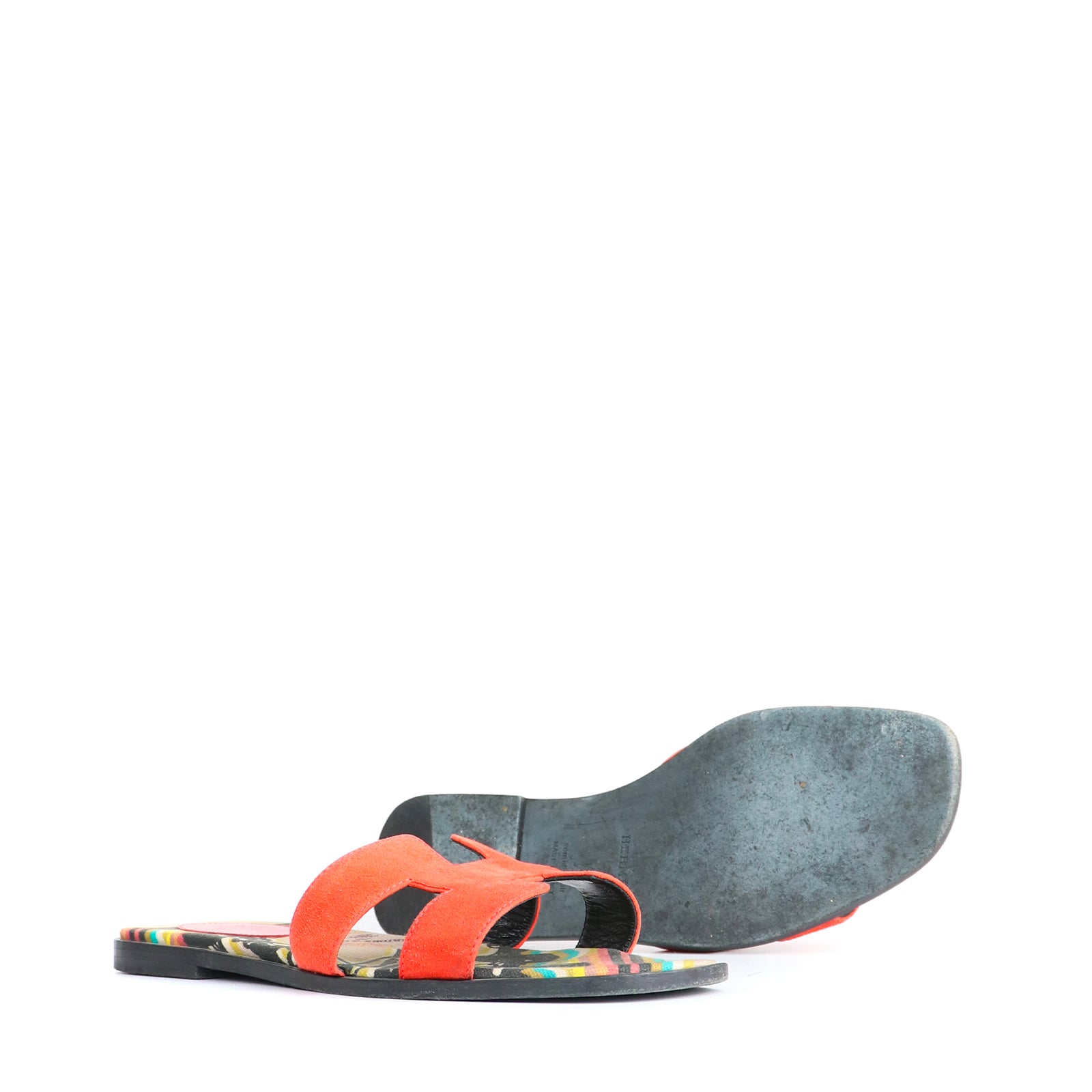 HERMÈS - Sandales Oran en daim rouge (T39)