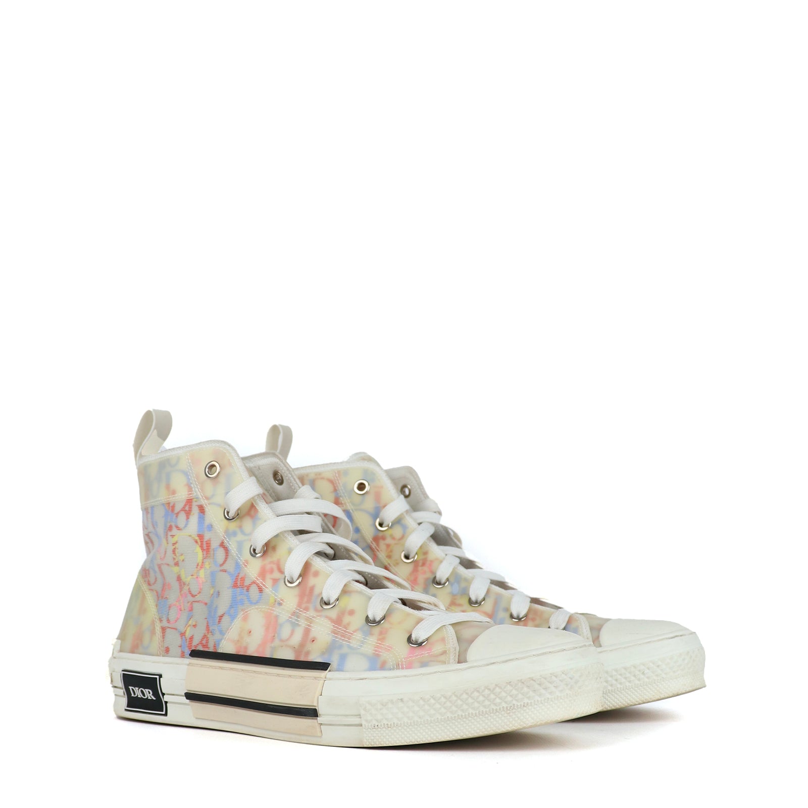 DIOR - B23 High Sneakers in Multicolored Oblique Canvas (T43)