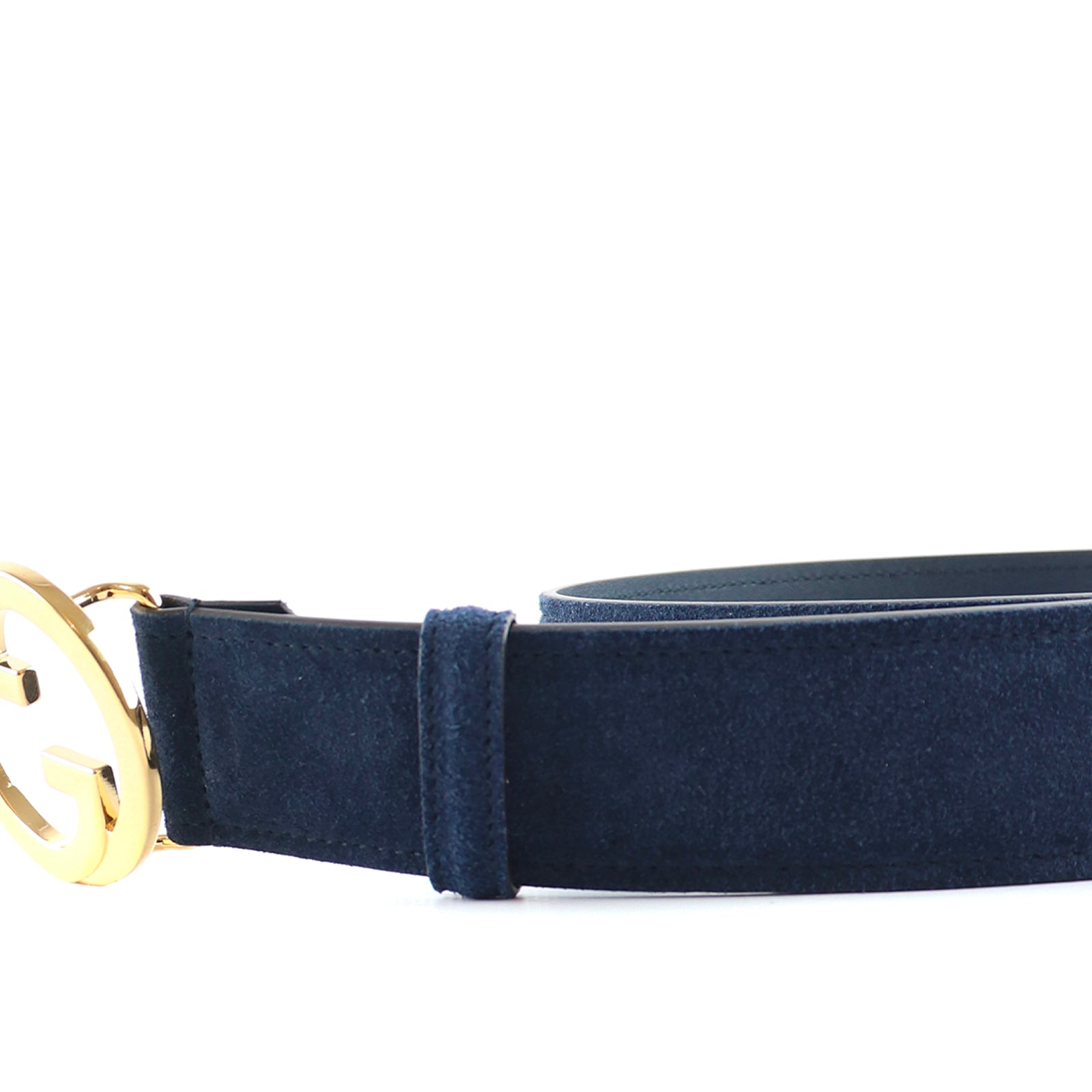 GUCCI - Ceinture GG Blondie en daim bleu nuit (T80)