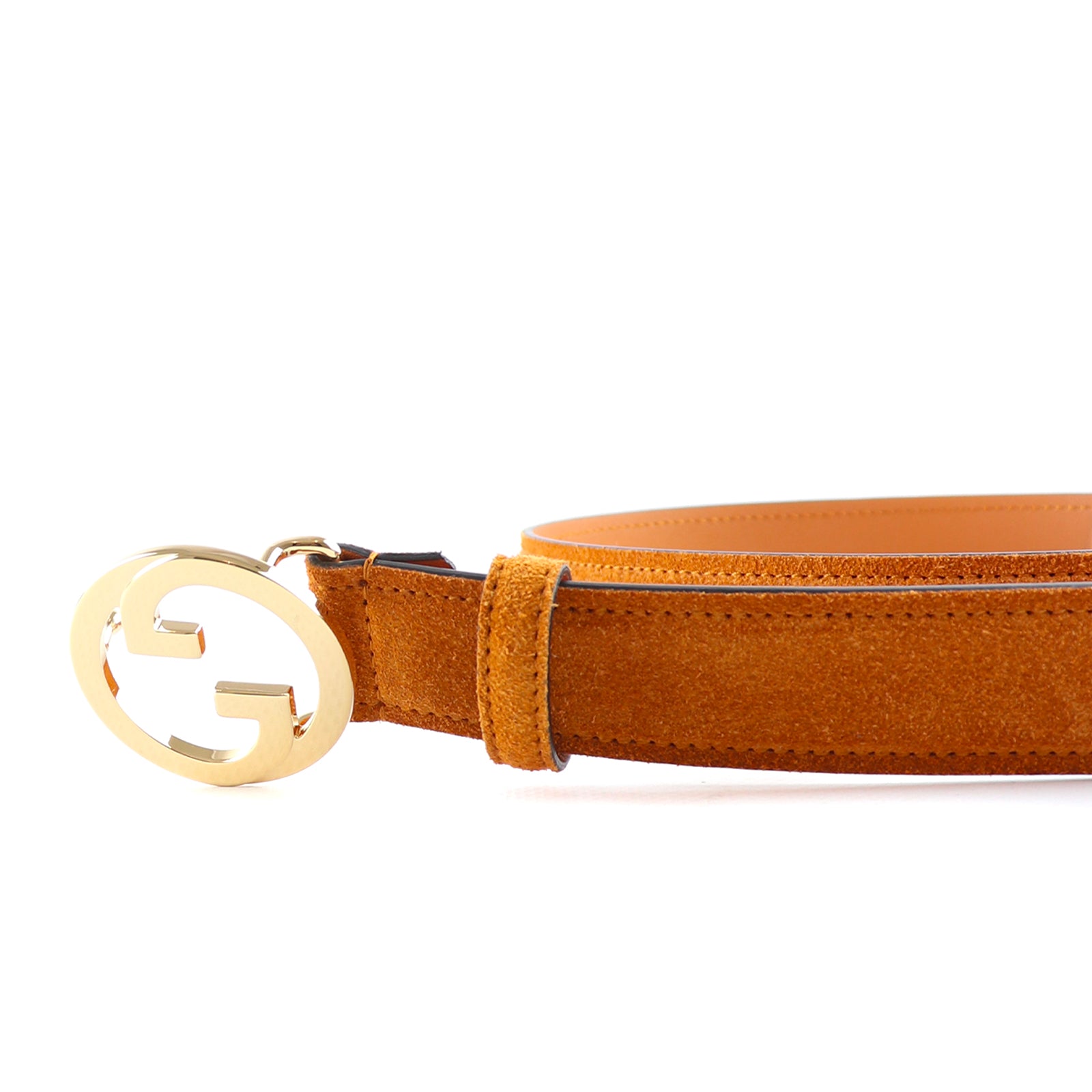 GUCCI - Ceinture GG Blondie en daim marron (T80)