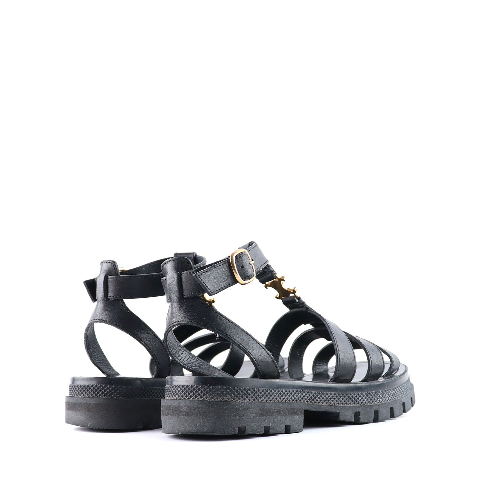 CELINE - Sandales Spartiates Triomphe en cuir noir (T36)
