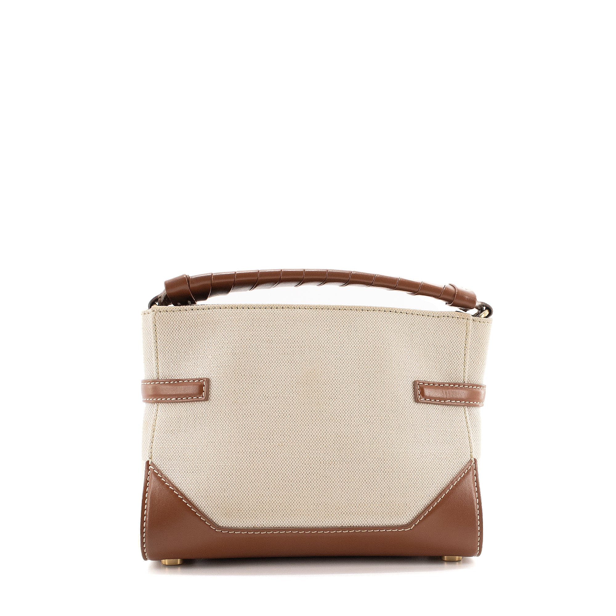 BALMAIN - Sac à bandoulière B-Buzz 22 Balmain en toile beige et cuir marron
