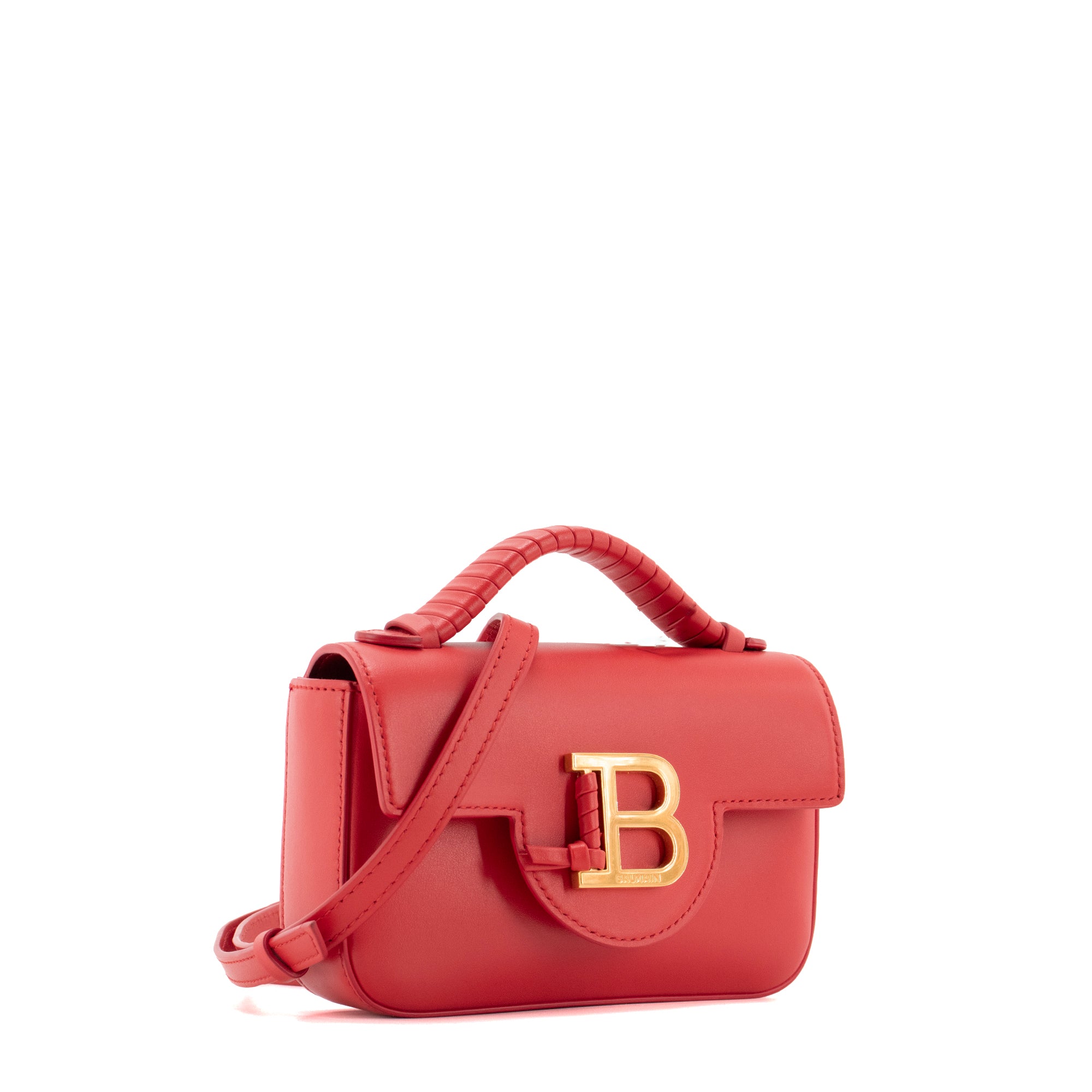 BALMAIN - Sac à bandoulière B-Buzz 17 Mini Balmain en cuir lisse rouge