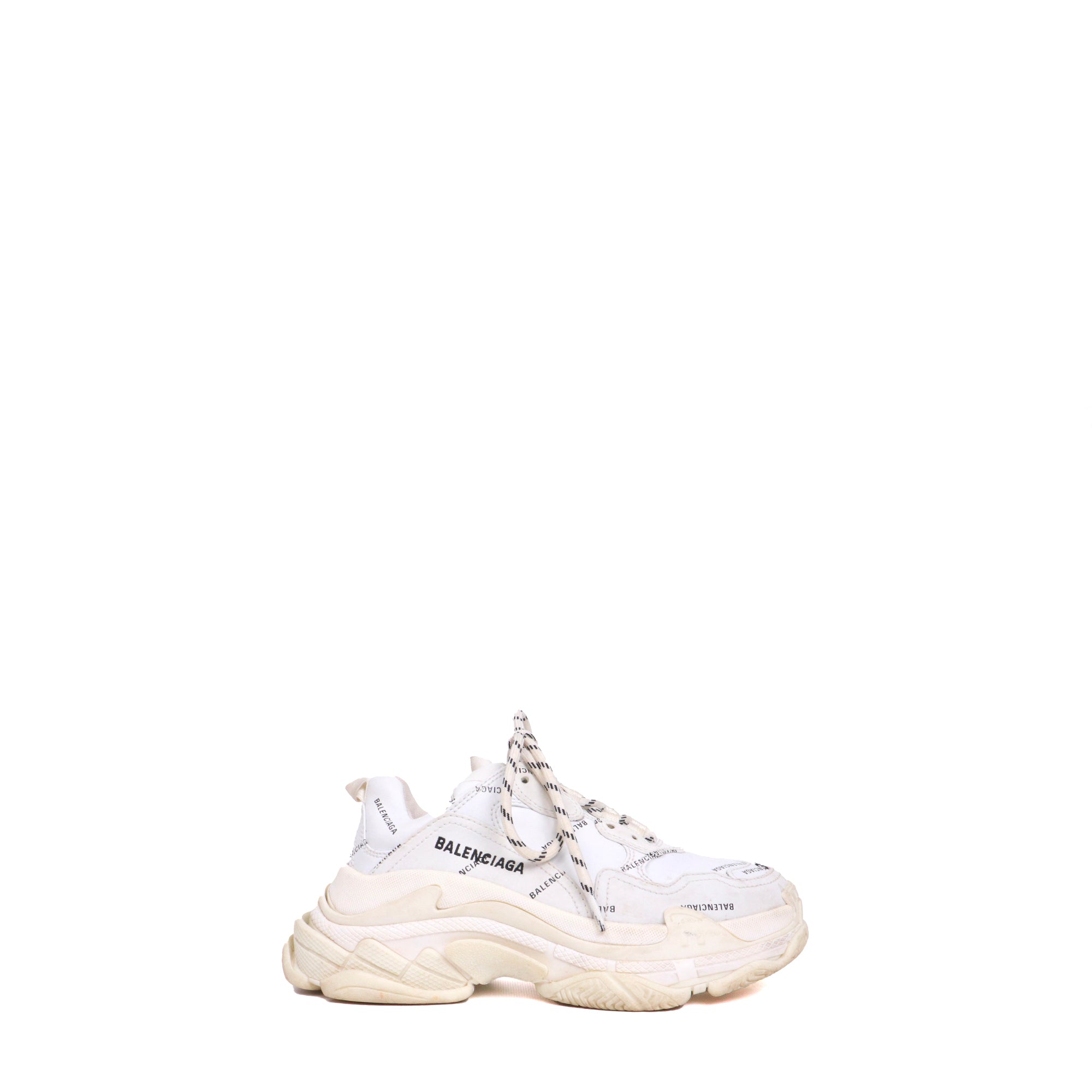 BALENCIAGA - Sneakers Triple S Balenciaga en cuir blanc (T37)
