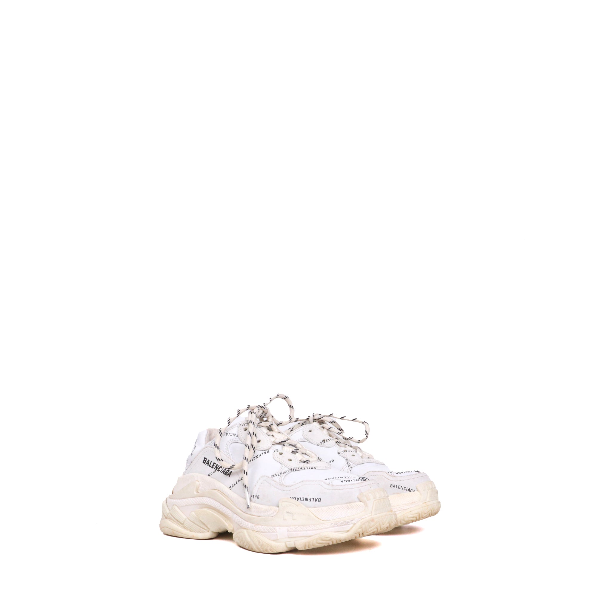 BALENCIAGA - Sneakers Triple S Balenciaga en cuir blanc (T37)