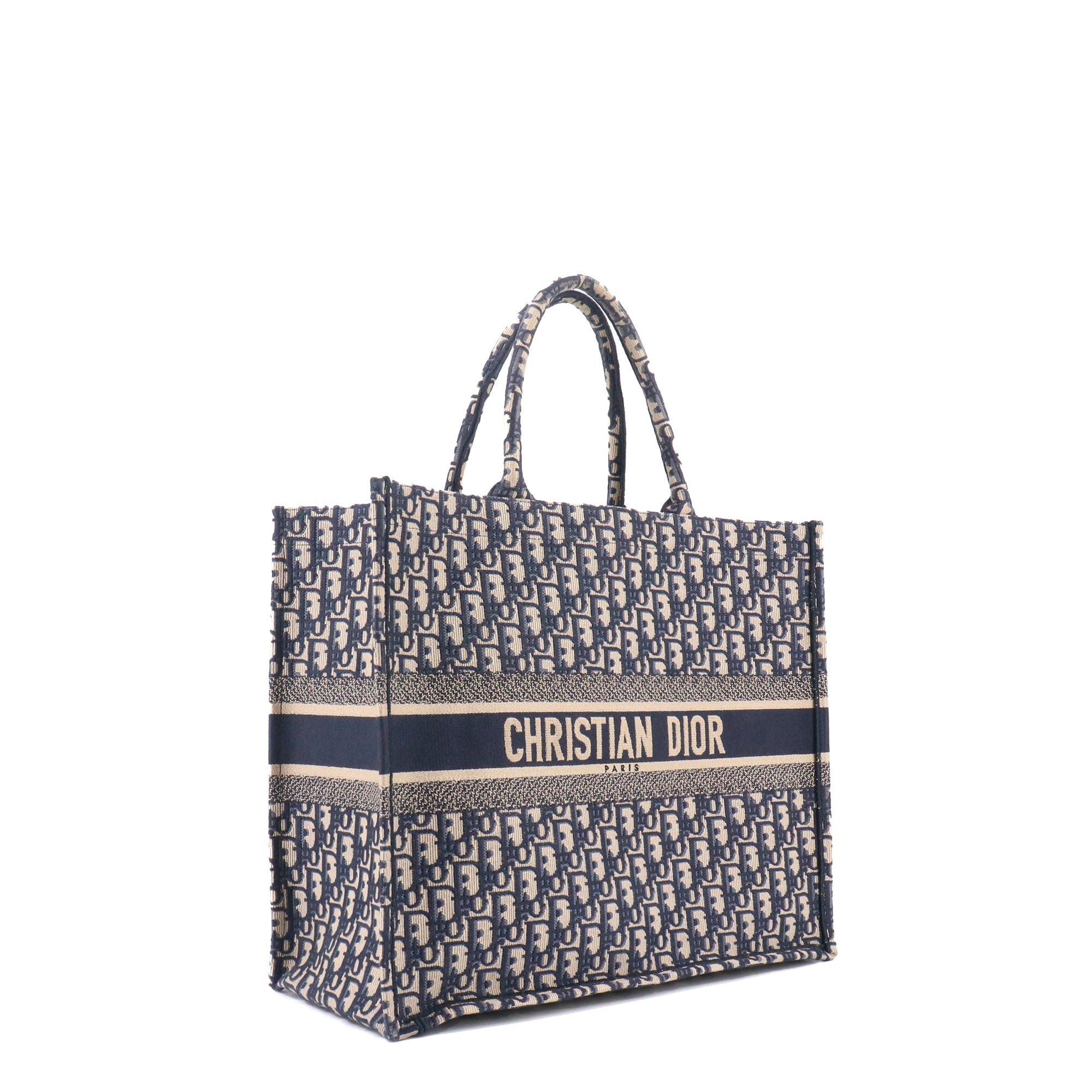 DIOR - Sac cabas Book Tote Large Dior en toile Dior Oblique bleu marine