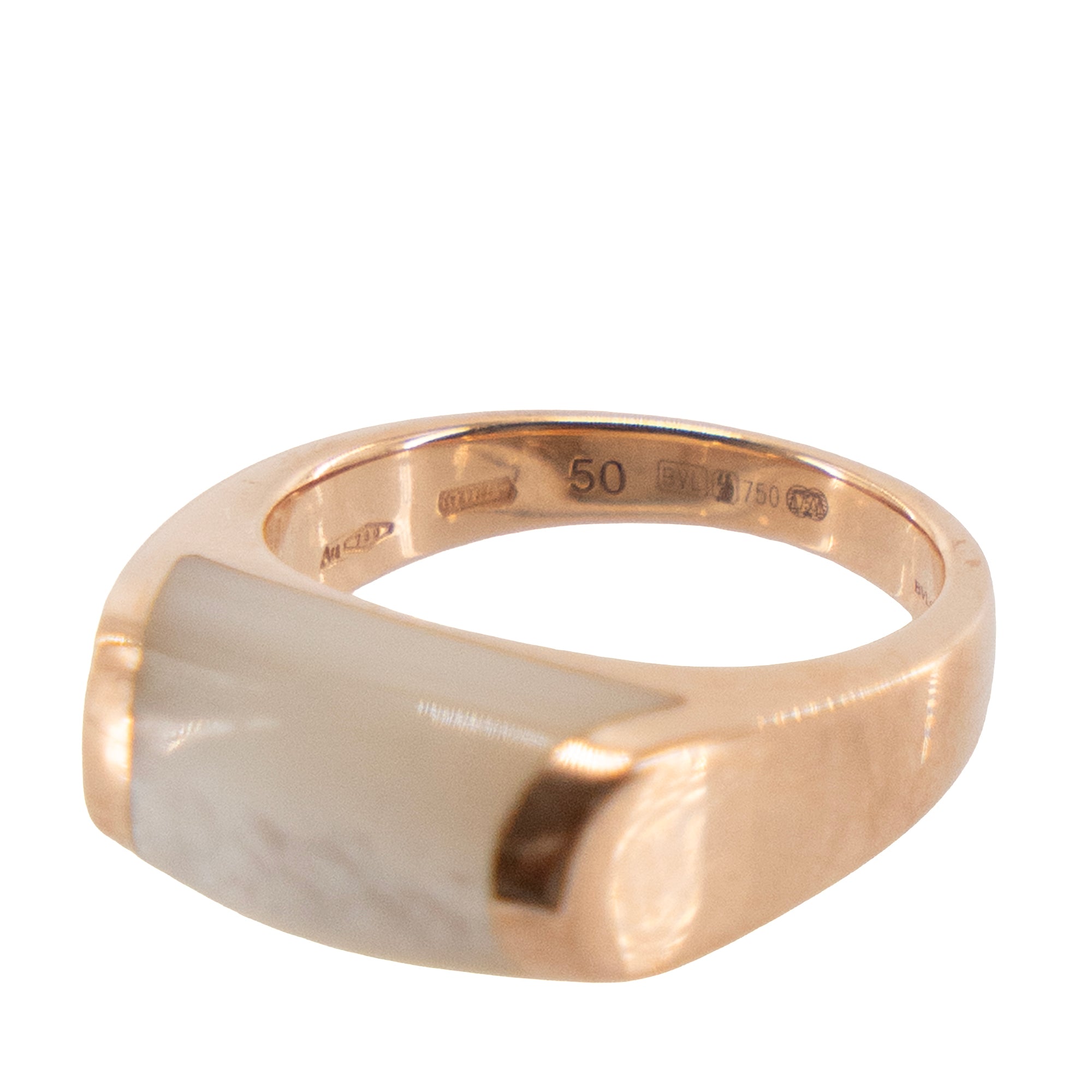 BULGARI - Bague MVSA Tronchetto Bulgari en nacre et or rose (T50)