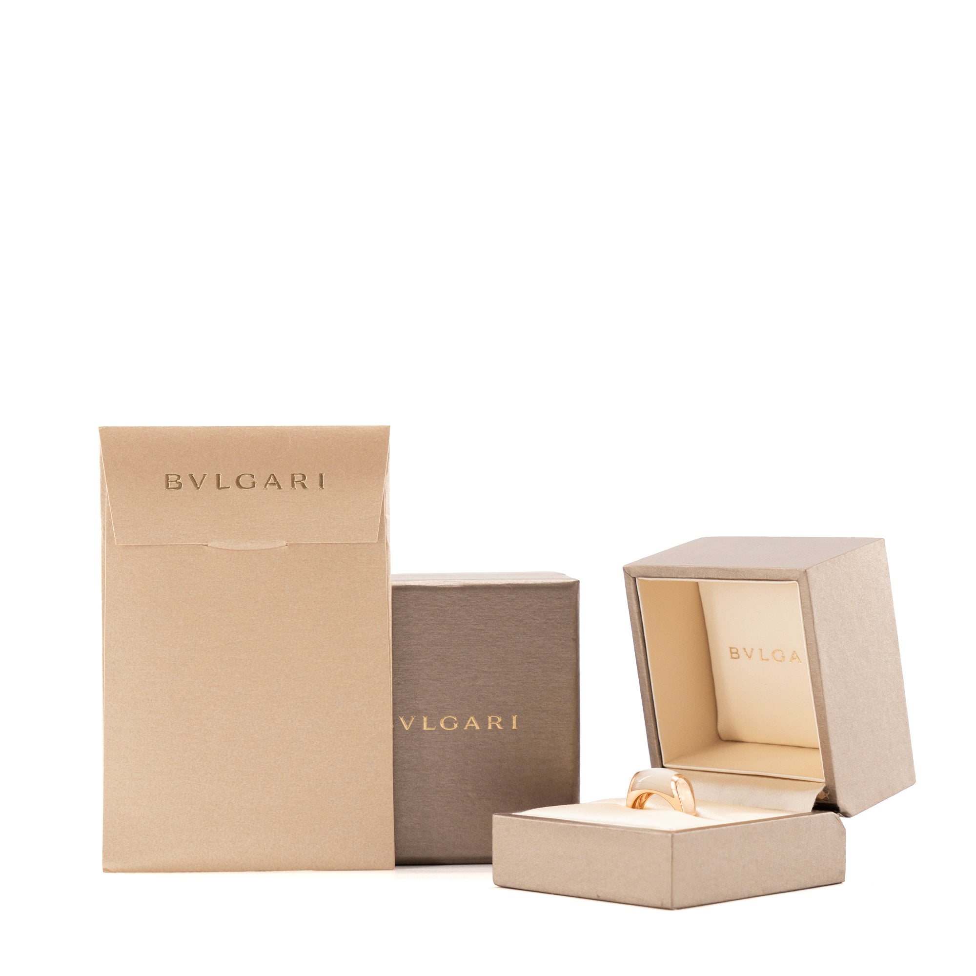 BULGARI - Bague MVSA Tronchetto Bulgari en nacre et or rose (T50)