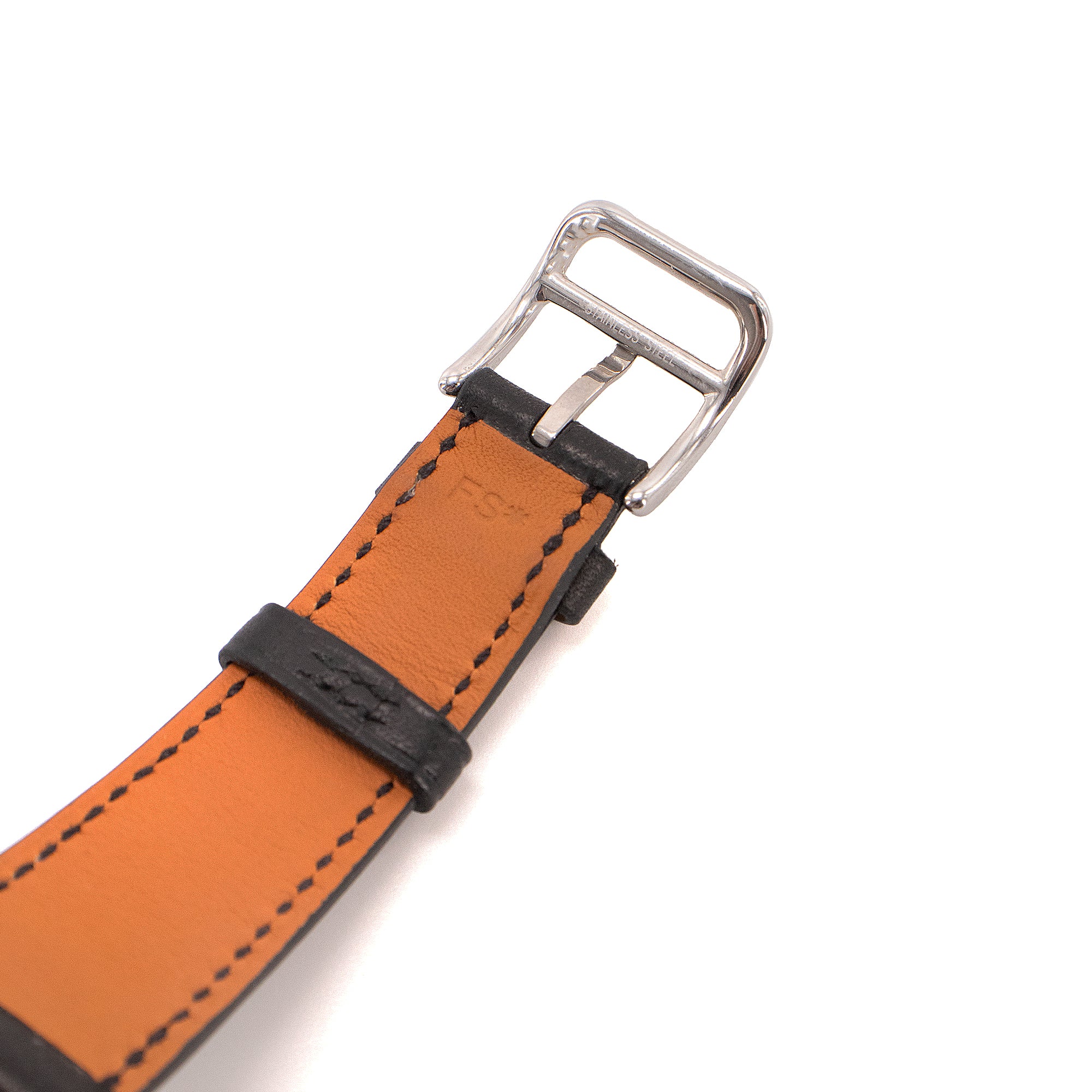 HERMÈS - Bracelet de montre Cape Cod 37 mm Double Tour Hermès en cuir noir