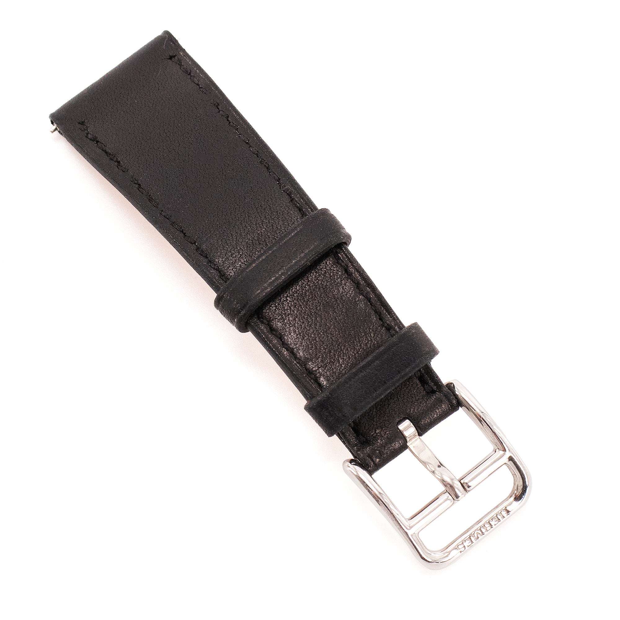 HERMÈS - Bracelet de montre Cape Cod 37 mm Double Tour Hermès en cuir noir