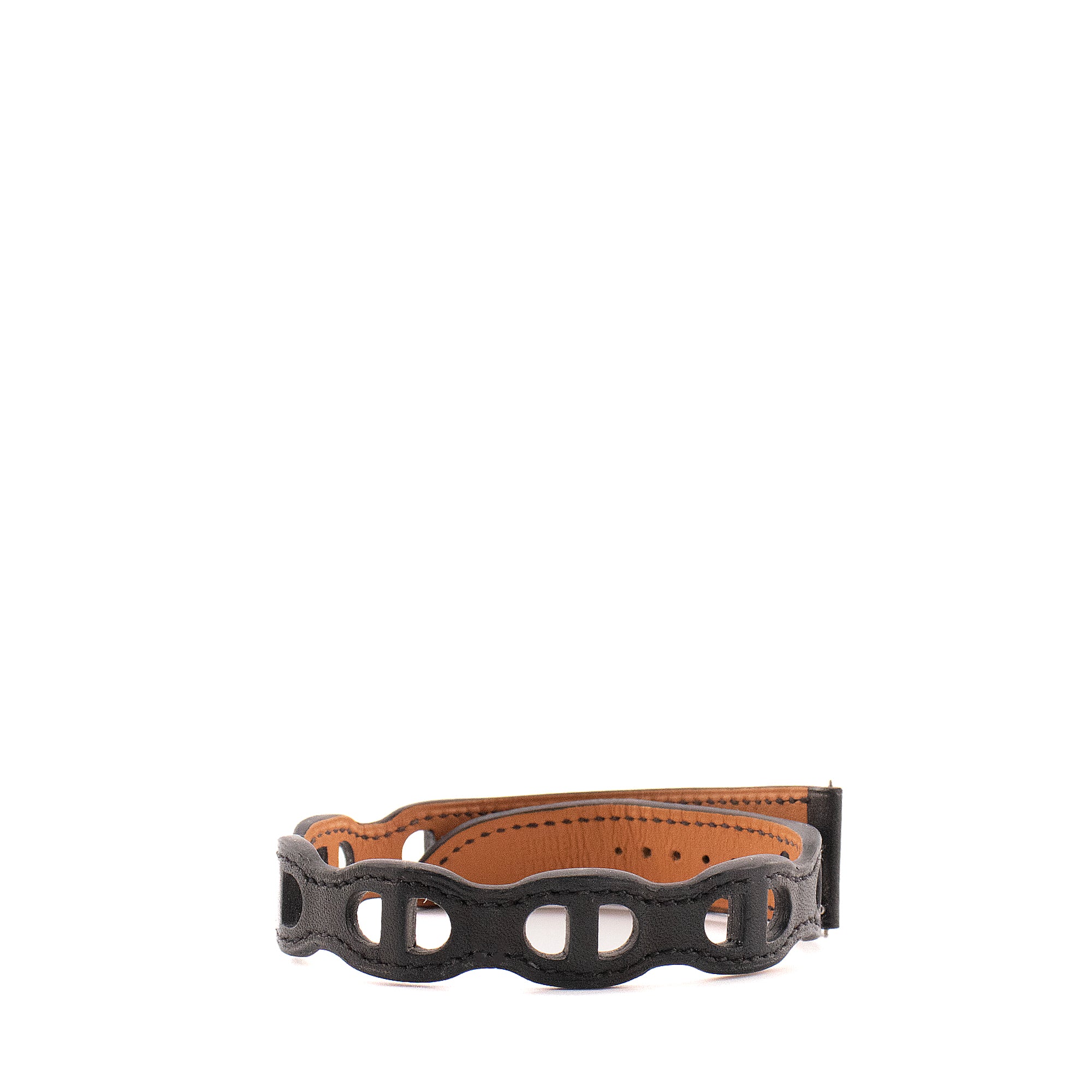 HERMÈS - Bracelet de montre Cape Cod 37 mm Double Tour Hermès en cuir noir