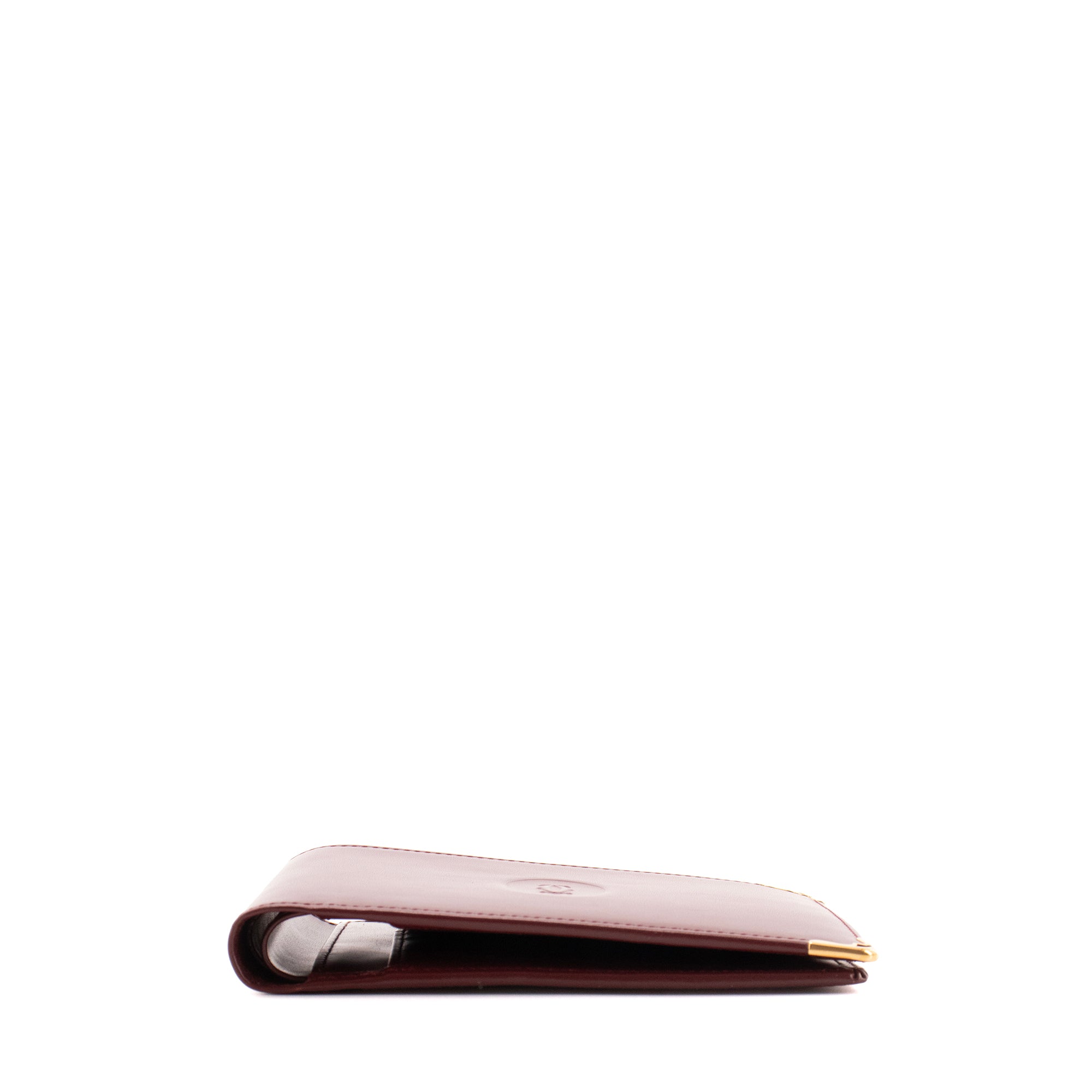 CARTIER - Portefeuille Compact Cartier en cuir bordeaux