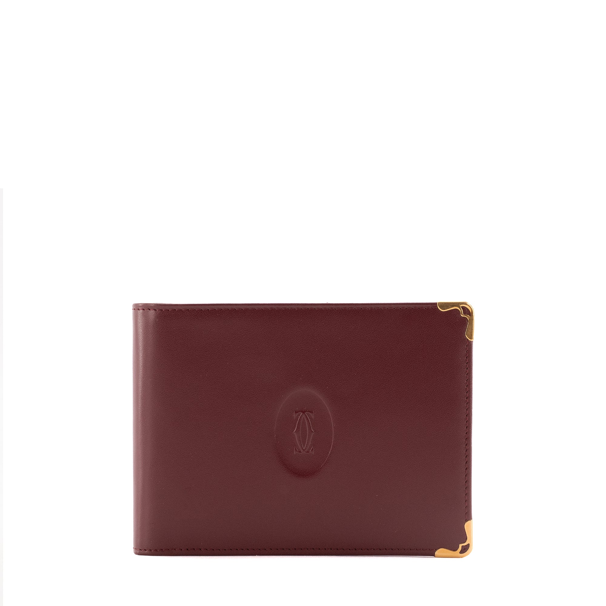 CARTIER - Portefeuille Compact Cartier en cuir bordeaux