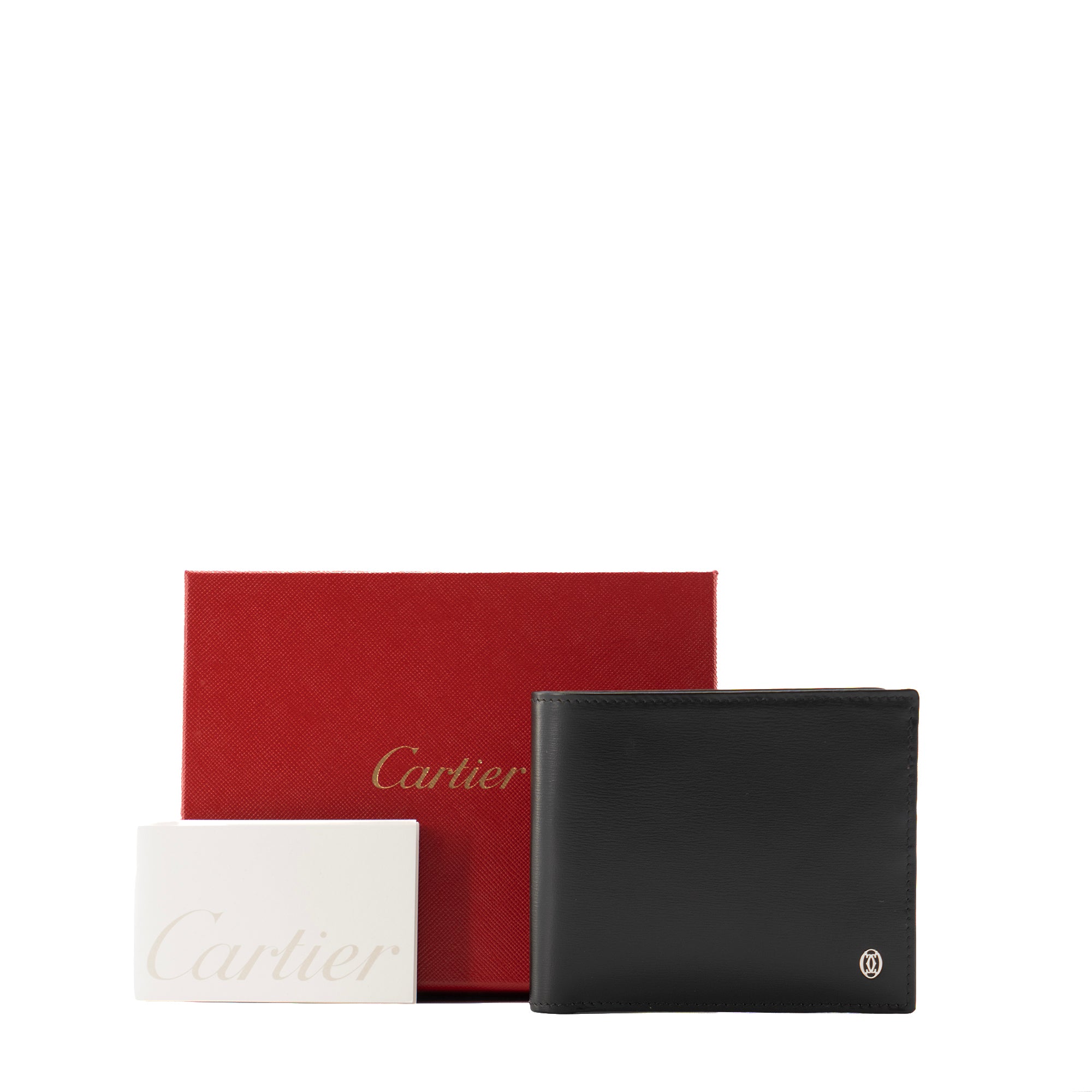 CARTIER - Portefeuille Must Cartier en cuir lisse noir