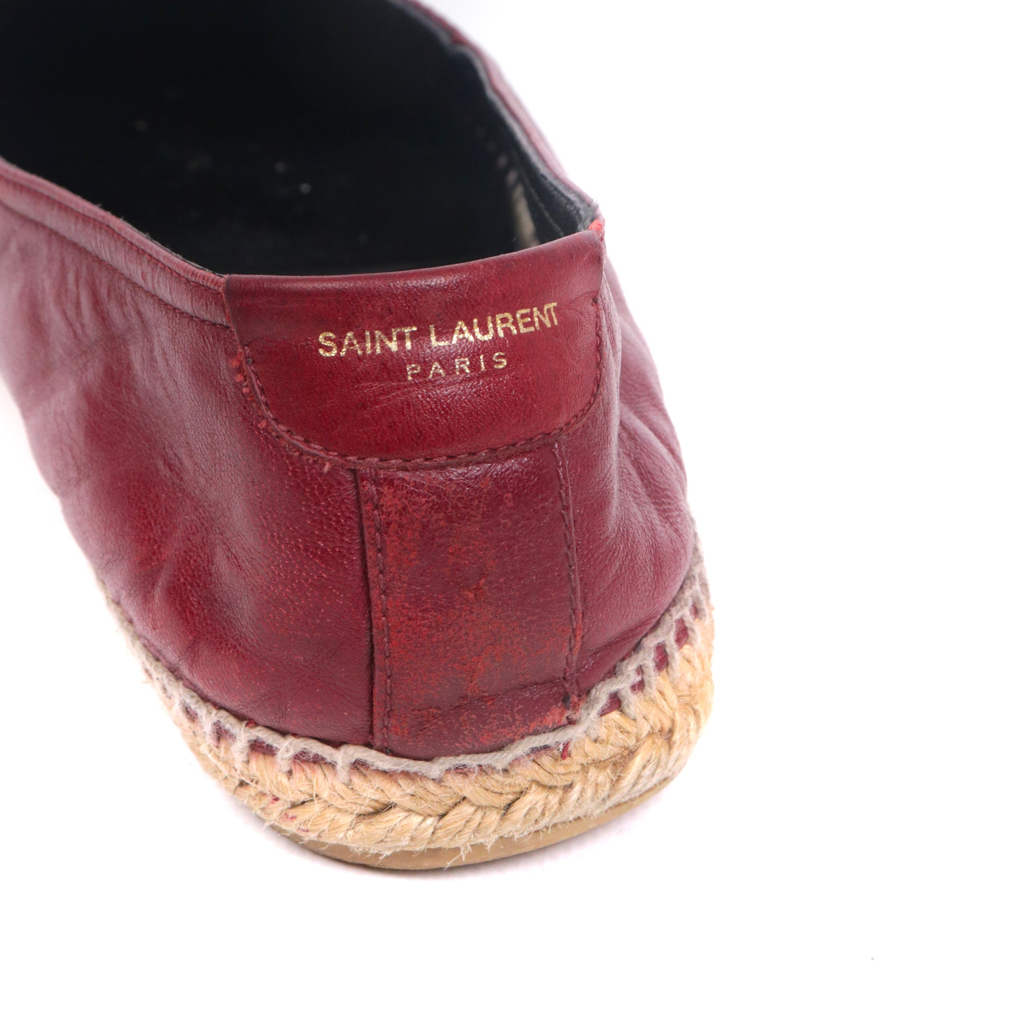SAINT LAURENT - Espadrilles Cassandre Saint Laurent en cuir embossé bordeaux (T40)