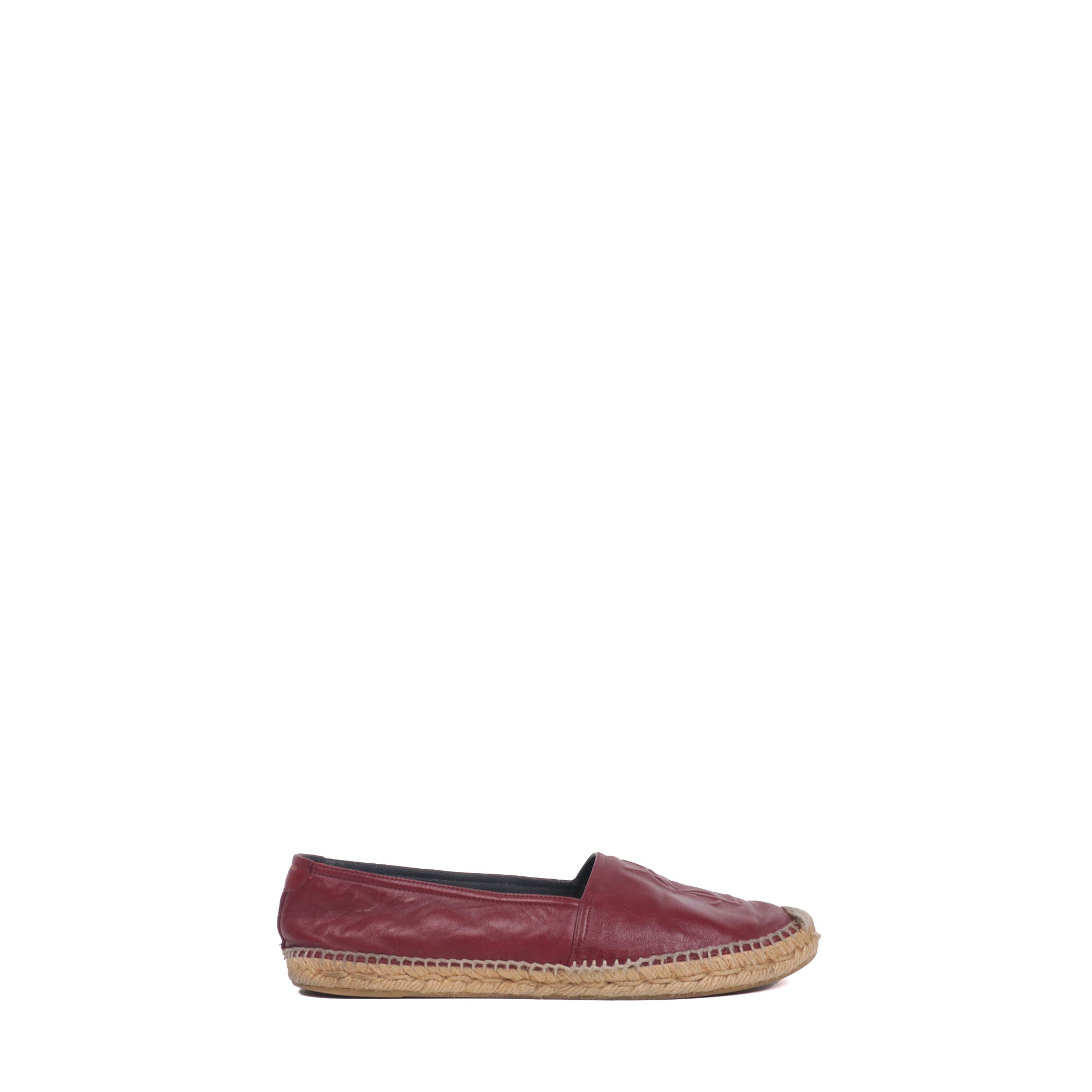 SAINT LAURENT - Espadrilles Cassandre Saint Laurent en cuir embossé bordeaux (T40)