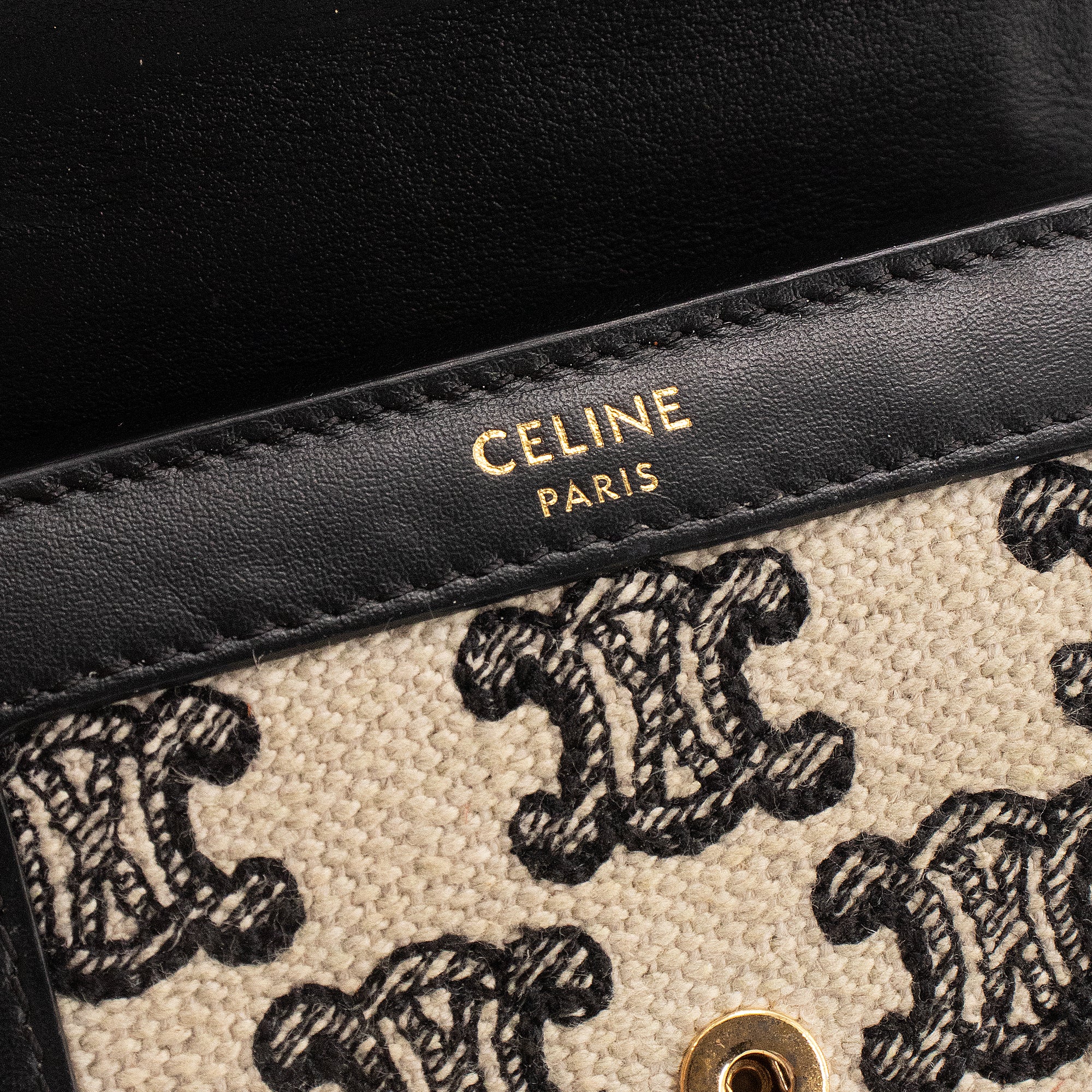 CELINE - Portefeuille Triomphe Celine en toile monogramée et cuir noir