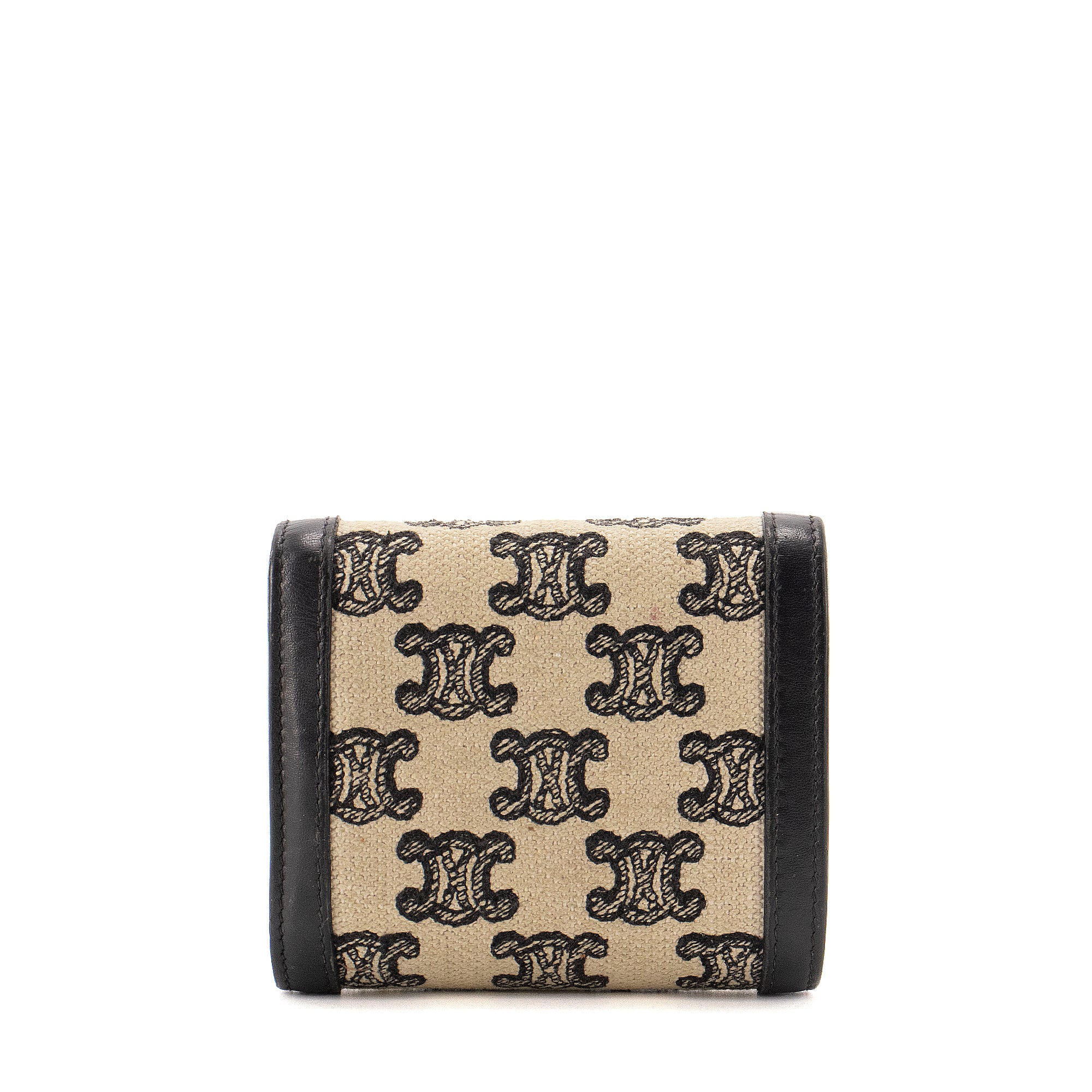 CELINE - Portefeuille Triomphe Celine en toile monogramée et cuir noir