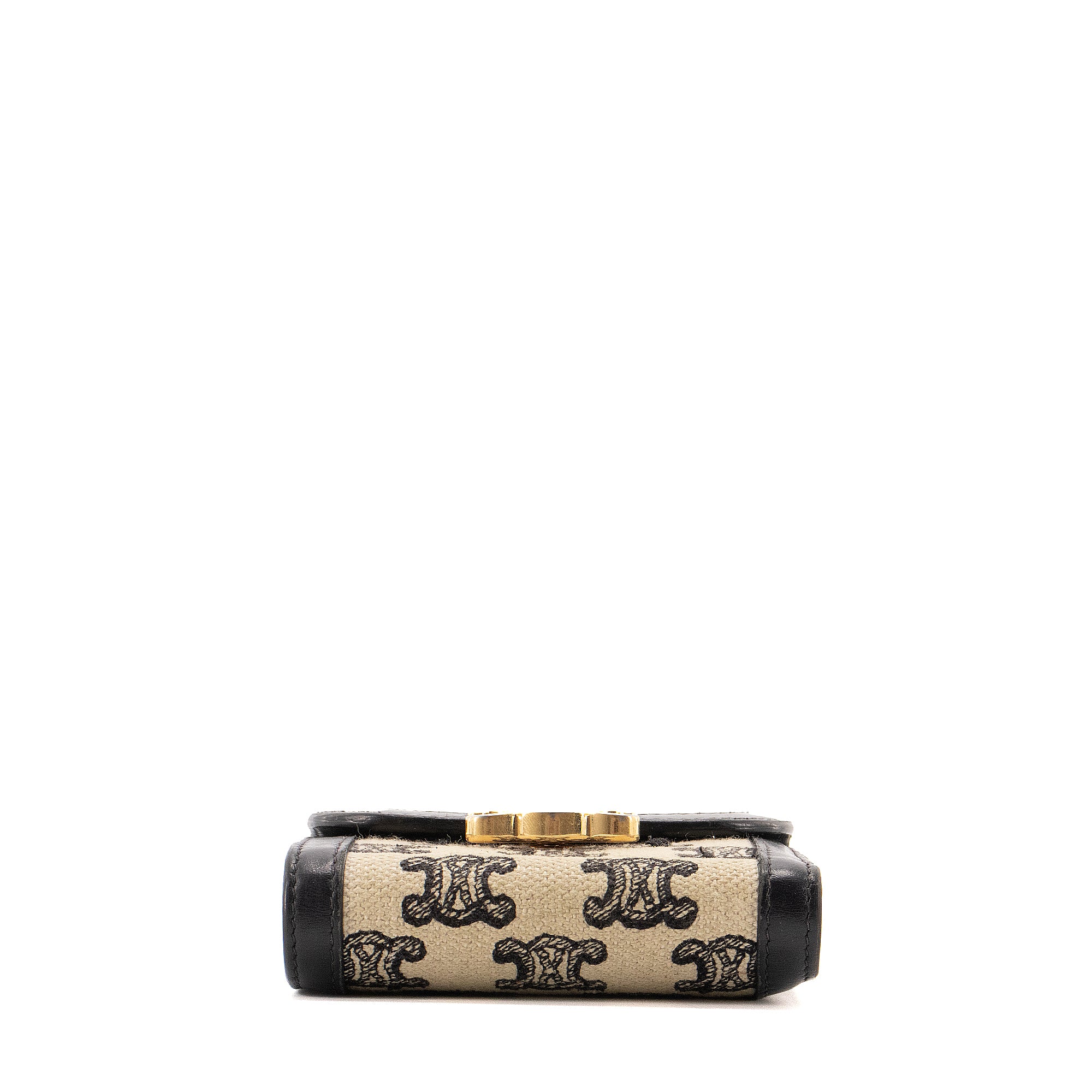 CELINE - Portefeuille Triomphe Celine en toile monogramée et cuir noir