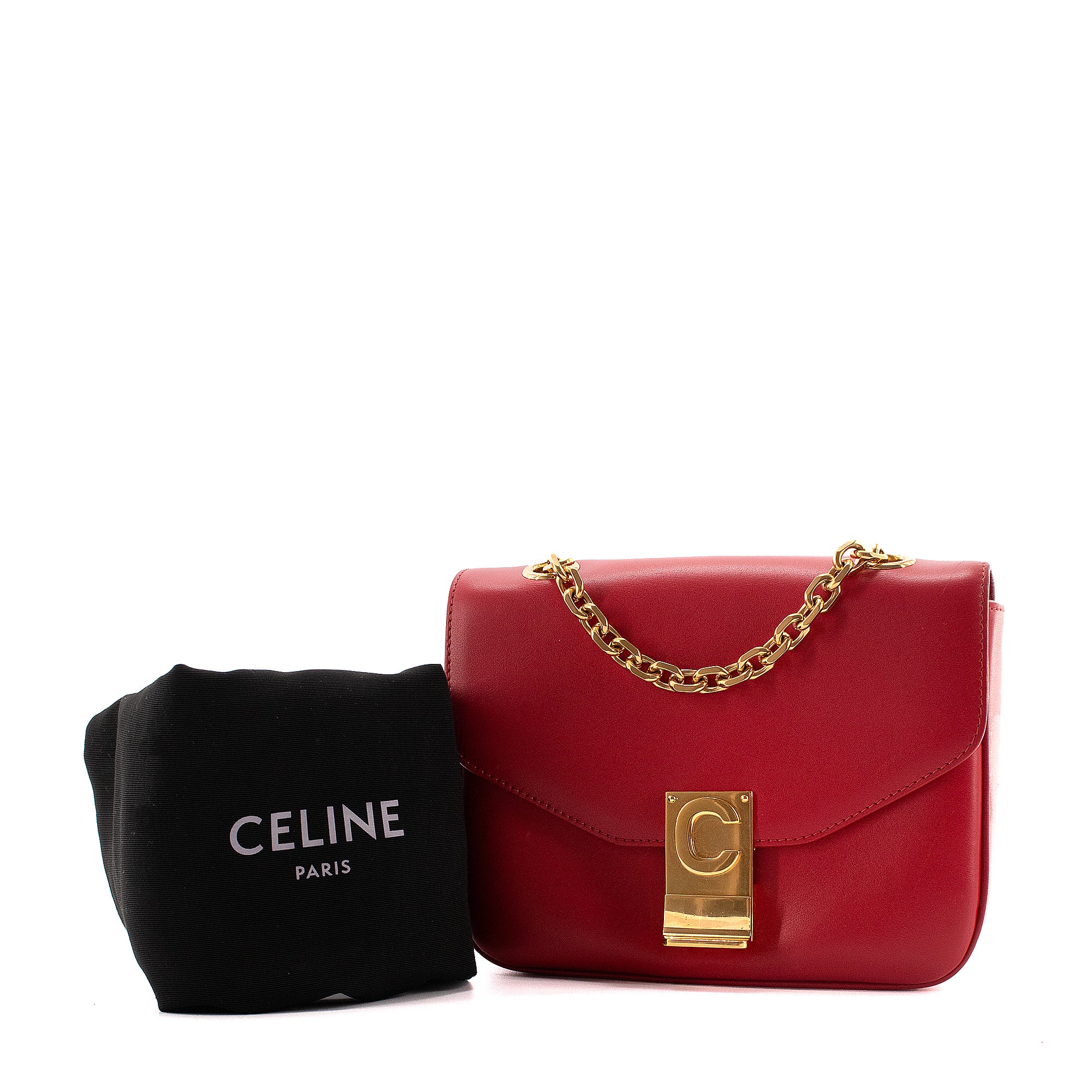 CELINE - Sac à épaule C Bag Celine en cuir lisse rouge