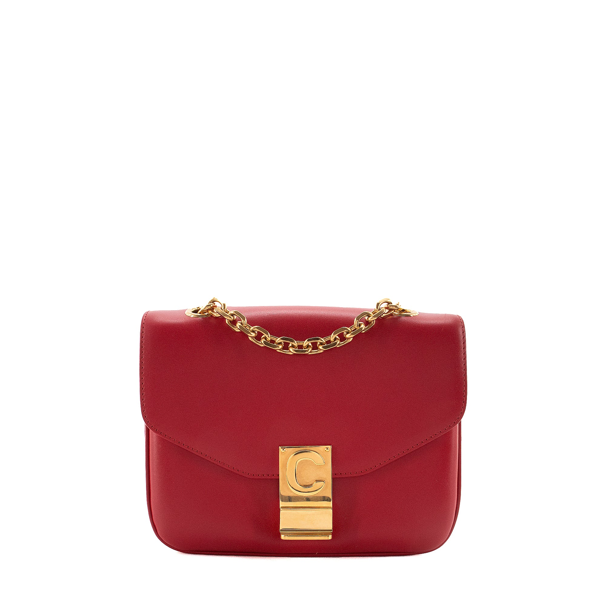 CELINE - Sac à épaule C Bag Celine en cuir lisse rouge