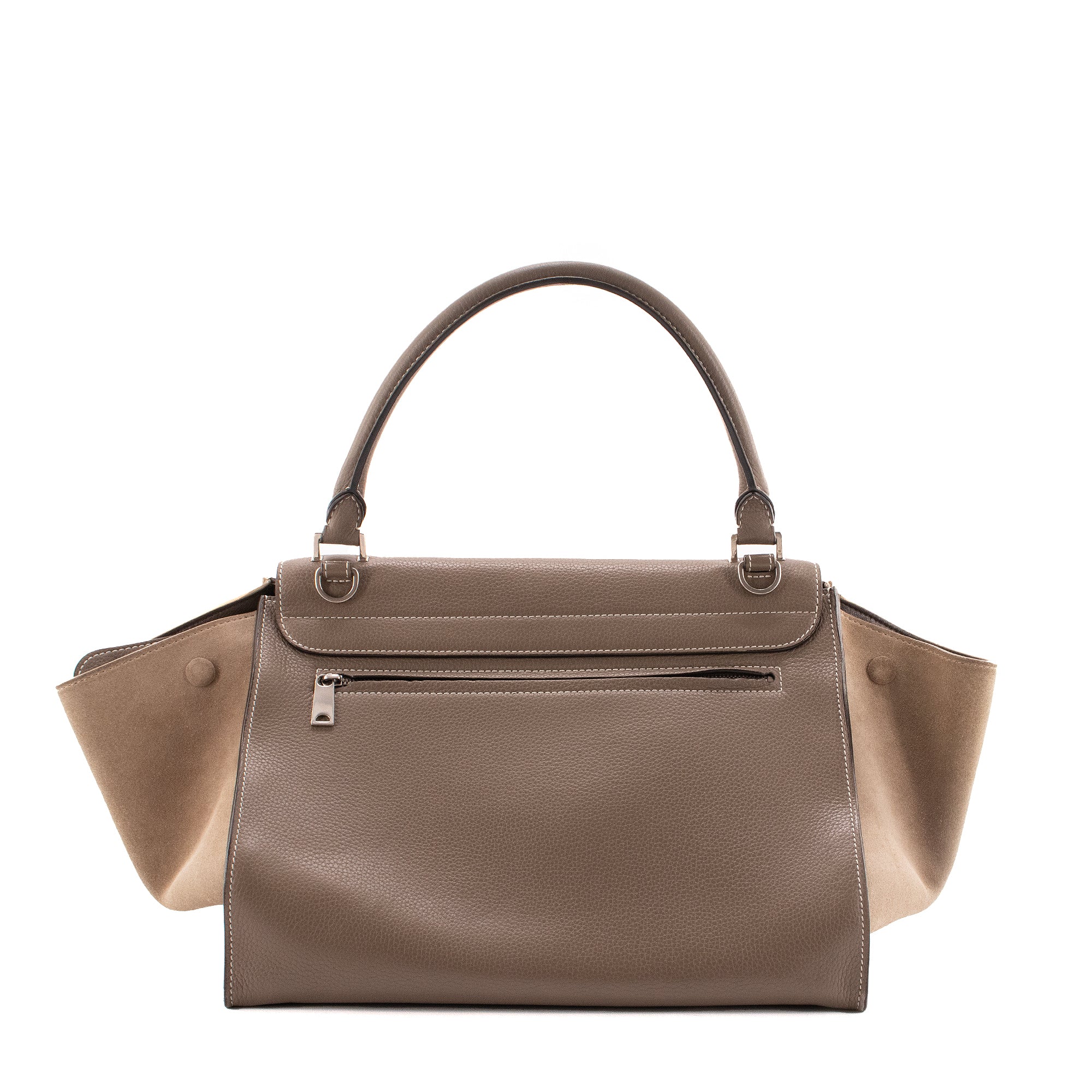 CELINE - Sac à main Trapeze Celine en cuir grainé gris
