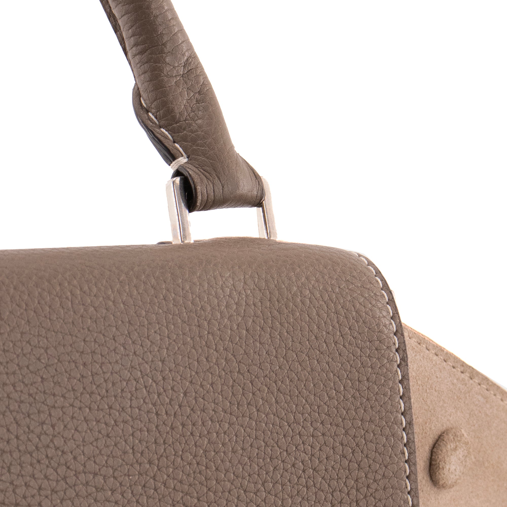 CELINE - Sac à main Trapeze Celine en cuir grainé gris