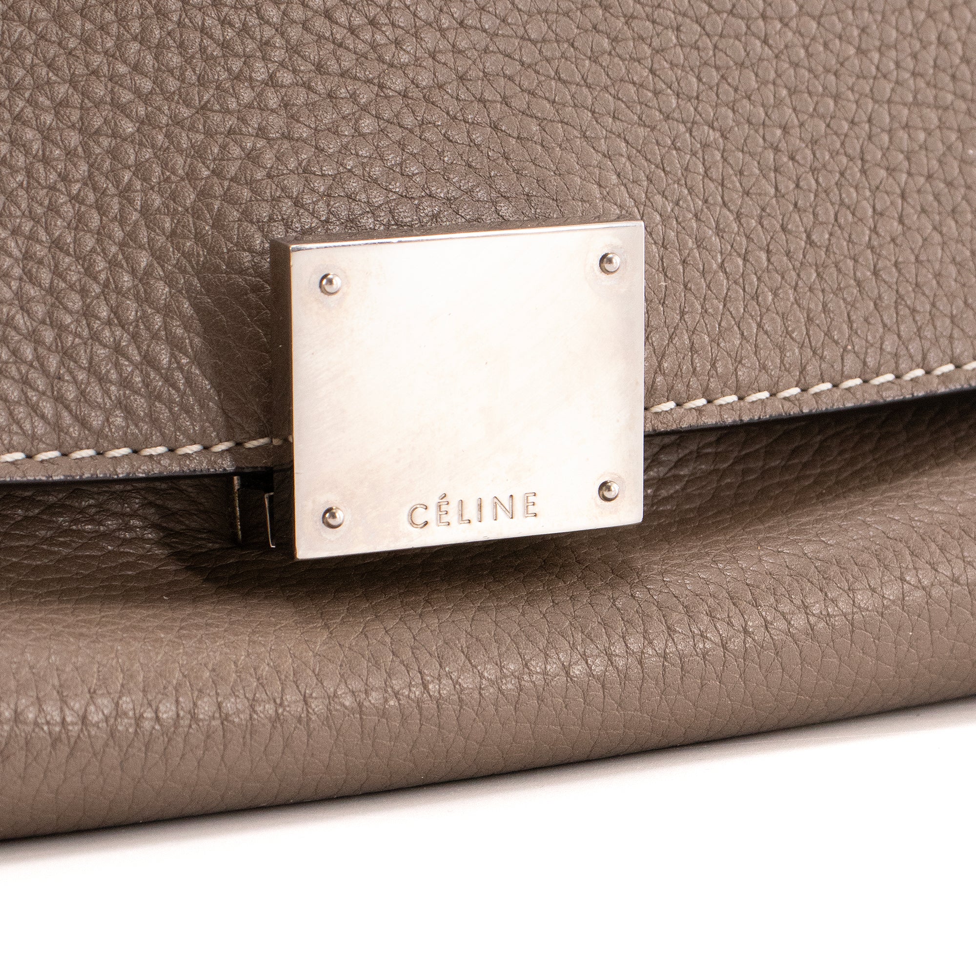 CELINE - Sac à main Trapeze Celine en cuir grainé gris