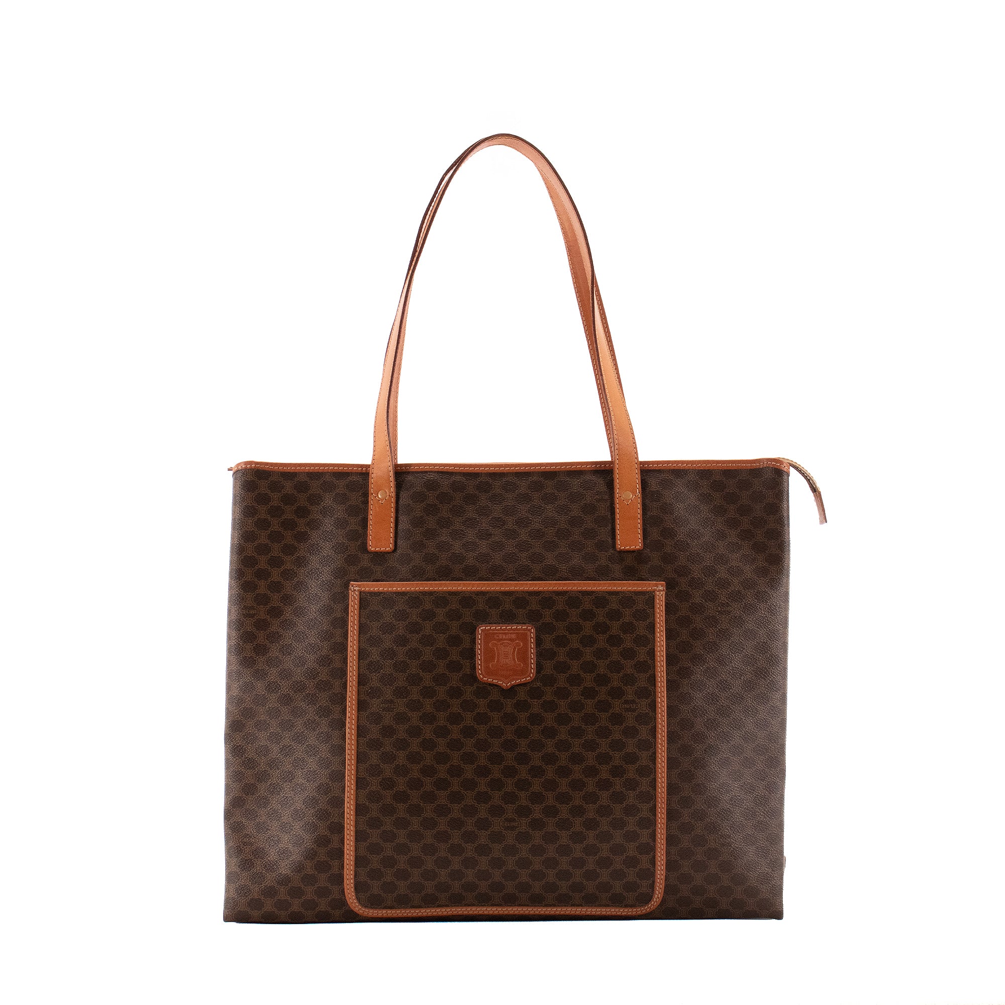 CELINE - Sac cabas Shopping Zip Celine en toile enduite monogrammée vintage