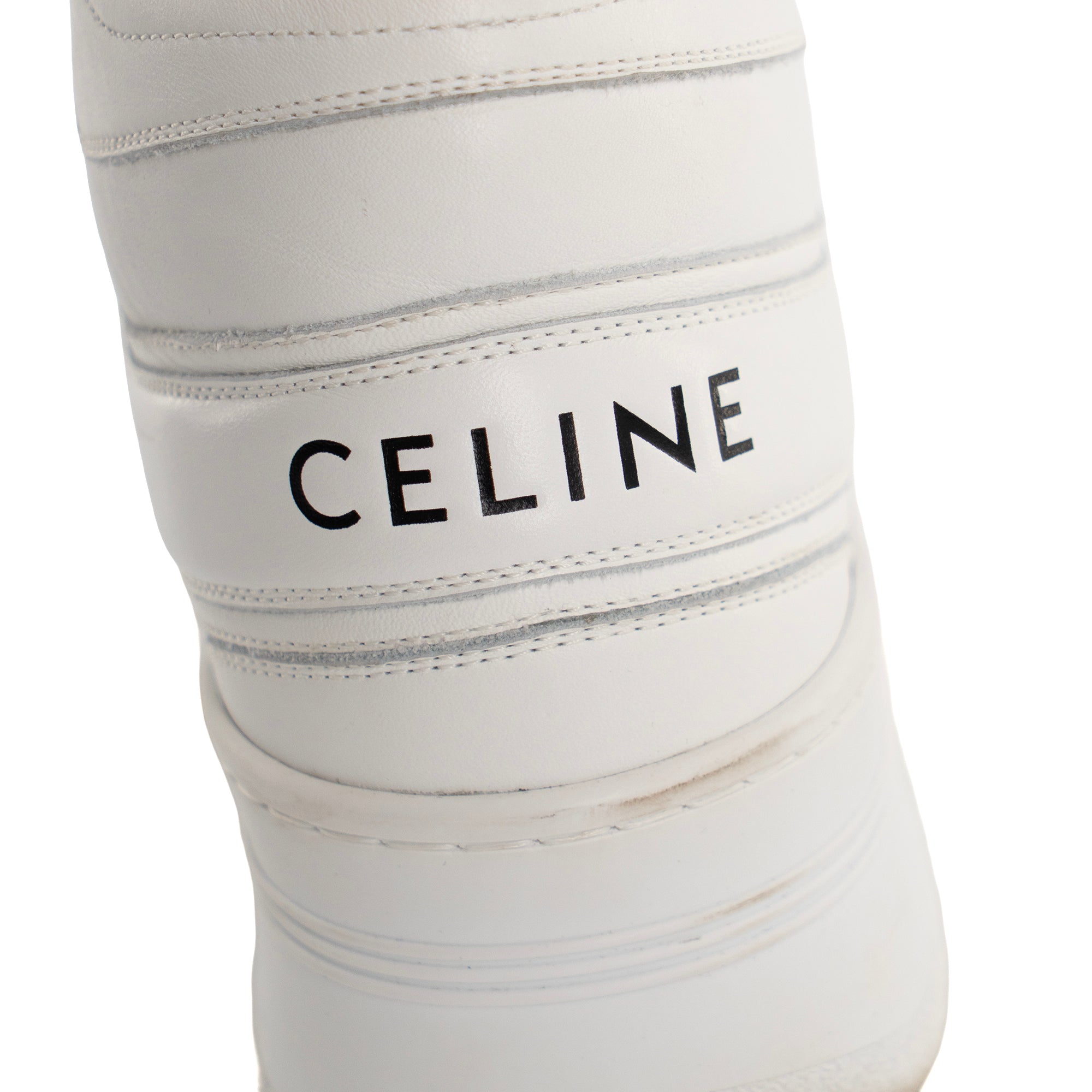 CELINE - Sneakers Block montantes Celine en cuir blanc (T37)