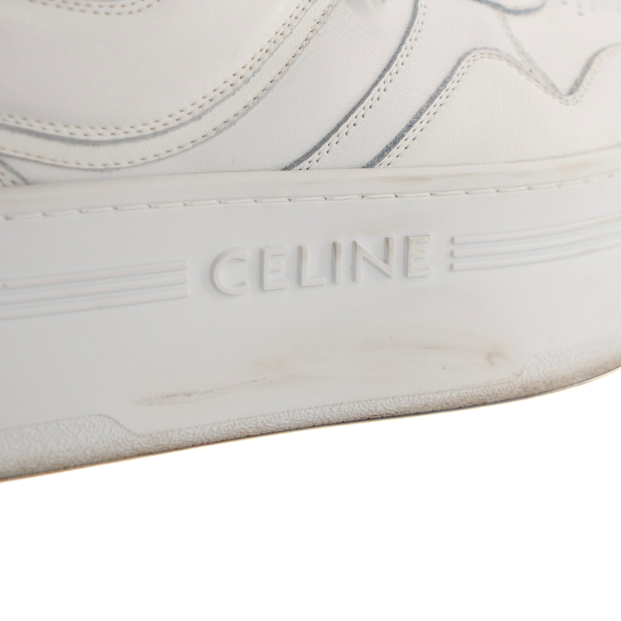 CELINE - Sneakers Block montantes Celine en cuir blanc (T37)