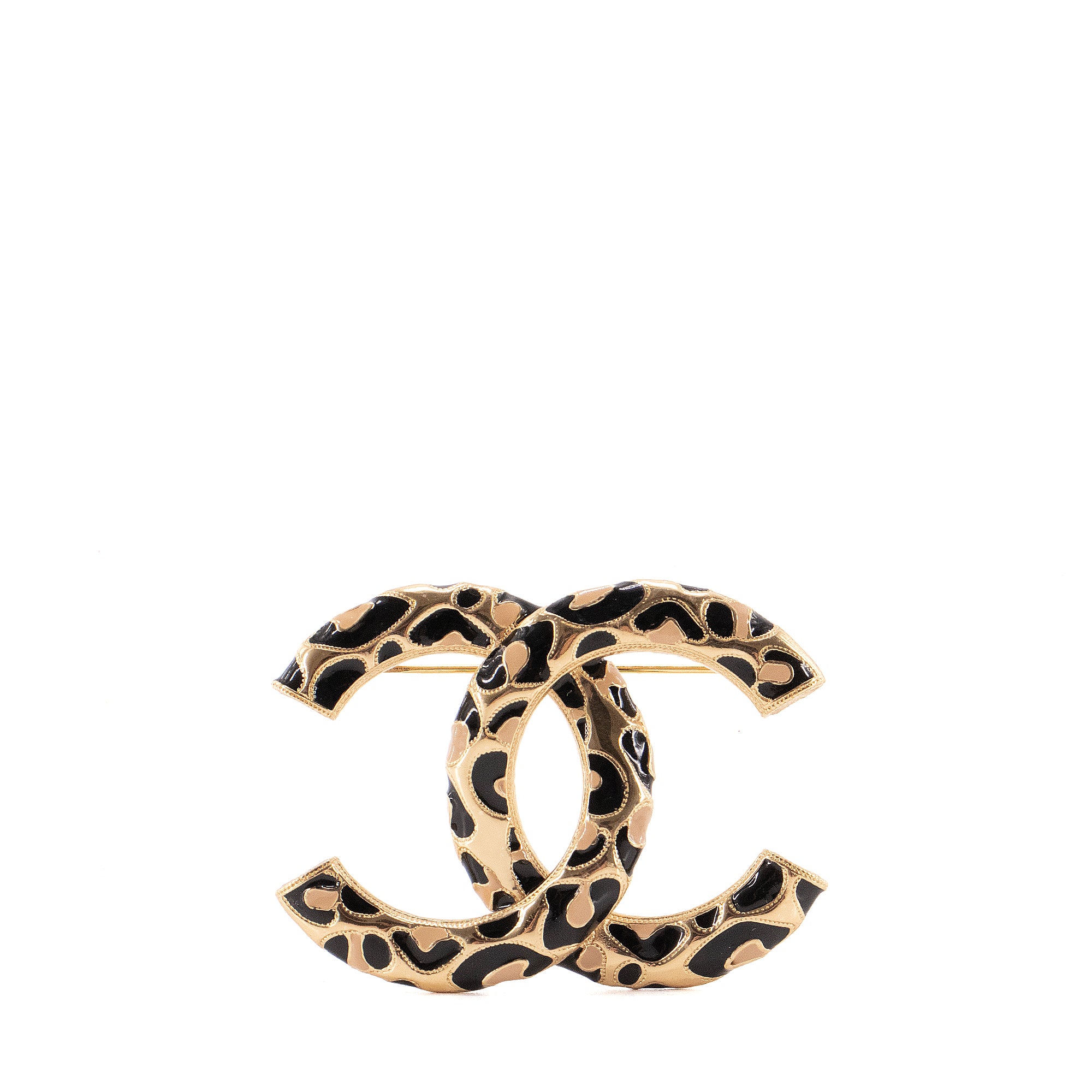 CHANEL - Broche CC Léopard Chanel en métal doré